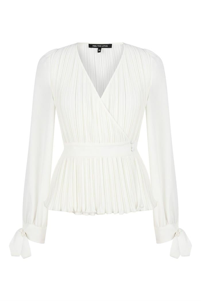 WHITE PLEAT BLOUSE