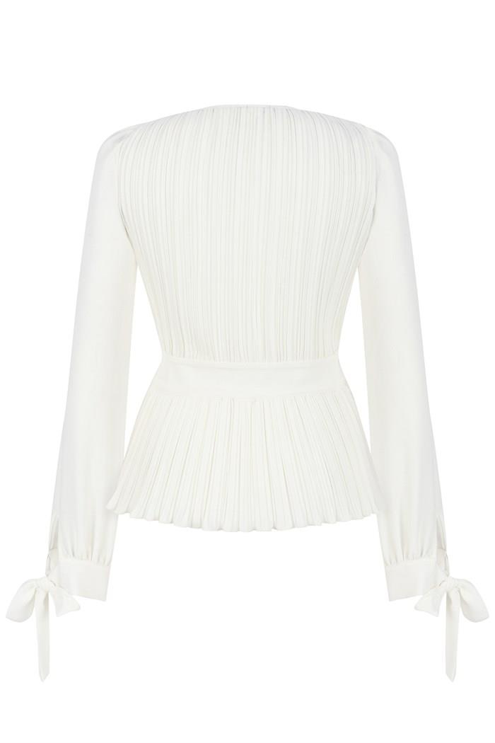 WHITE PLEAT BLOUSE