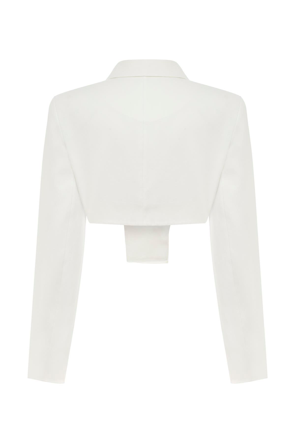 Evelyn Beyaz Crop Ceket