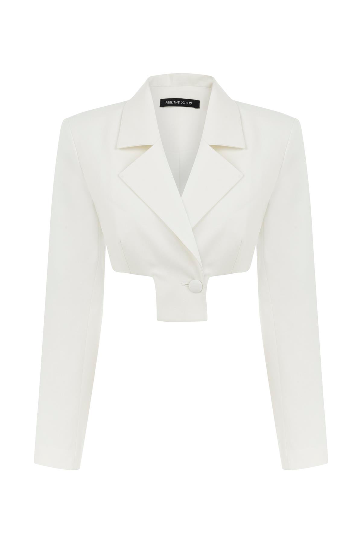 Evelyn Beyaz Crop Ceket