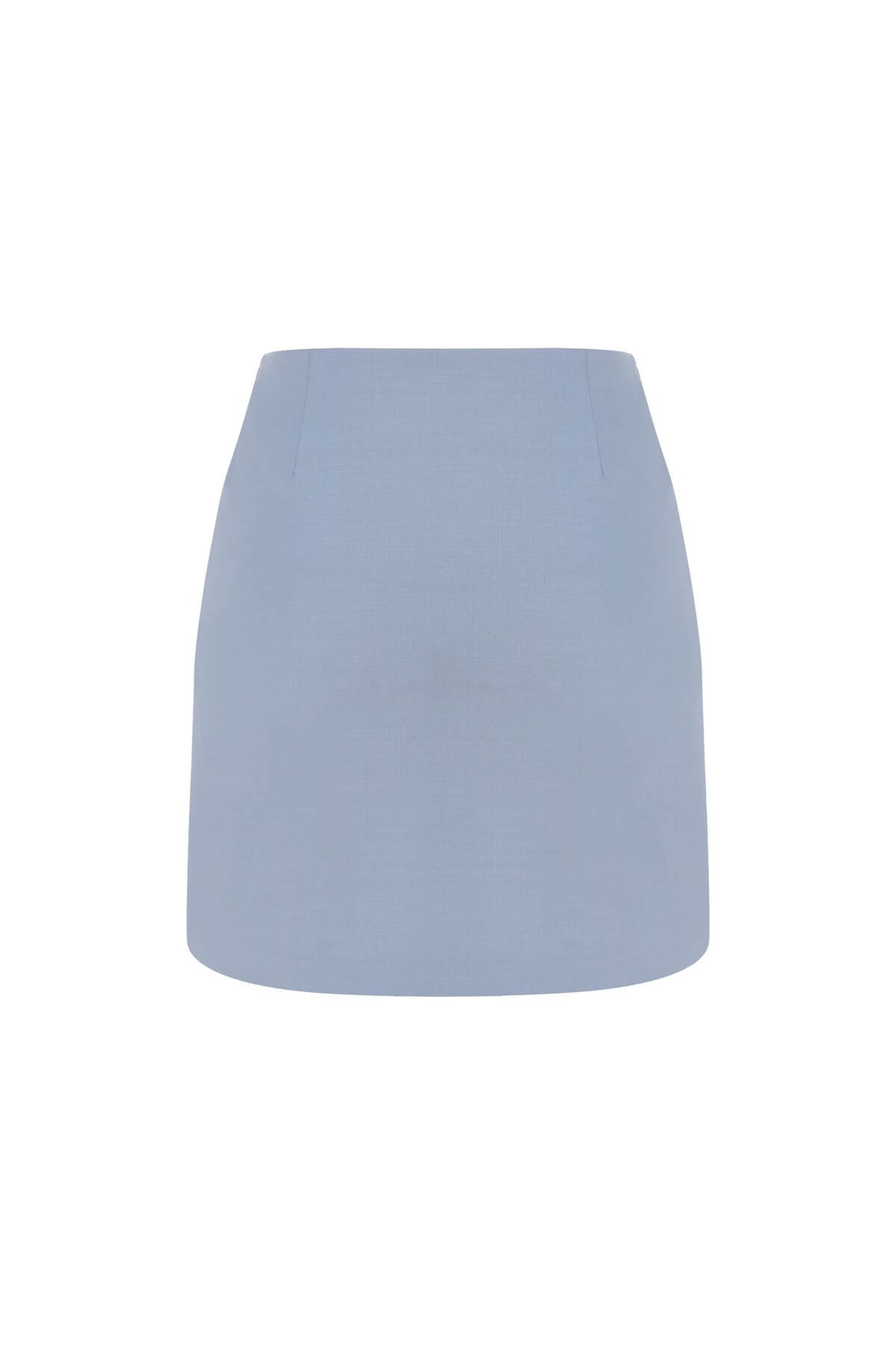 Lily Yırtmaçlı Mavi Mini Etek