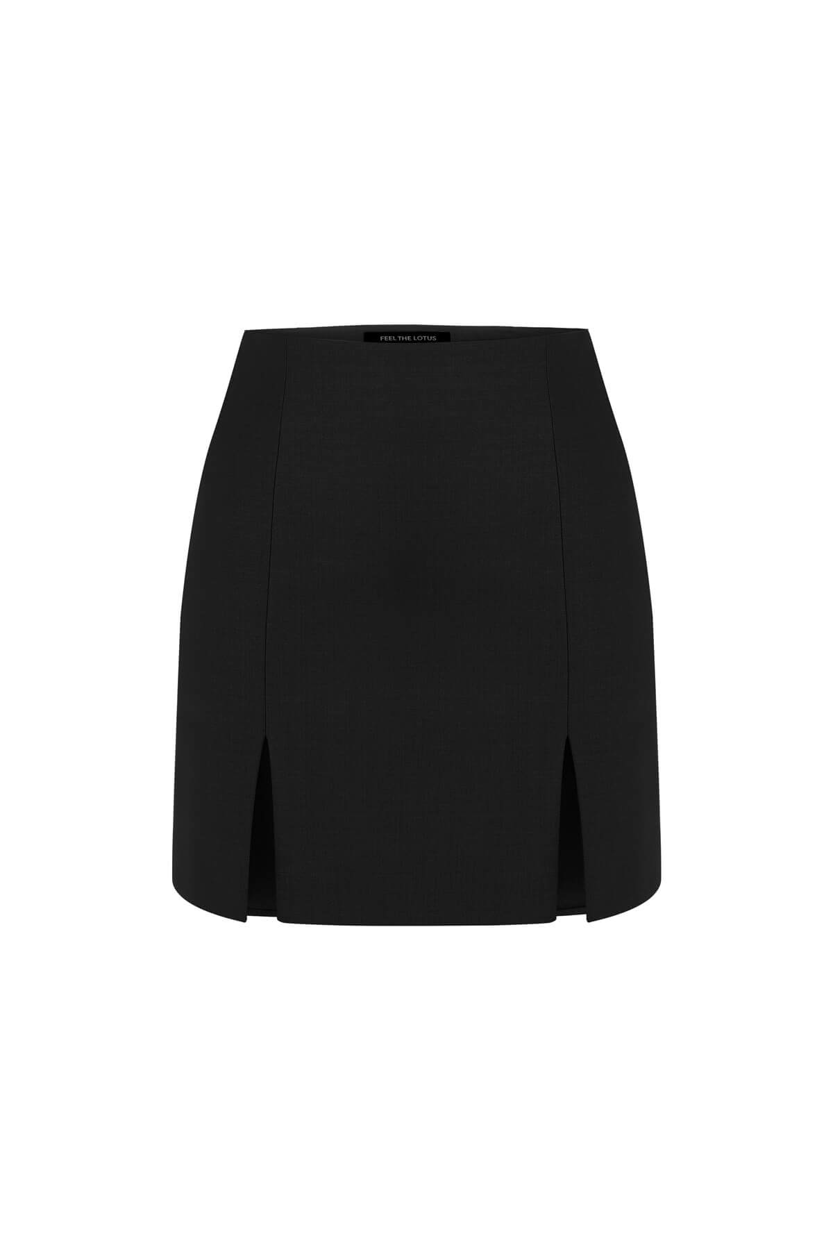 Lily Yırtmaçlı Siyah Mini Etek