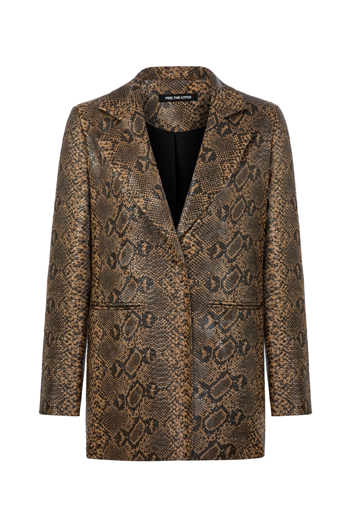 Luna Kahve Siyah Deri Blazer