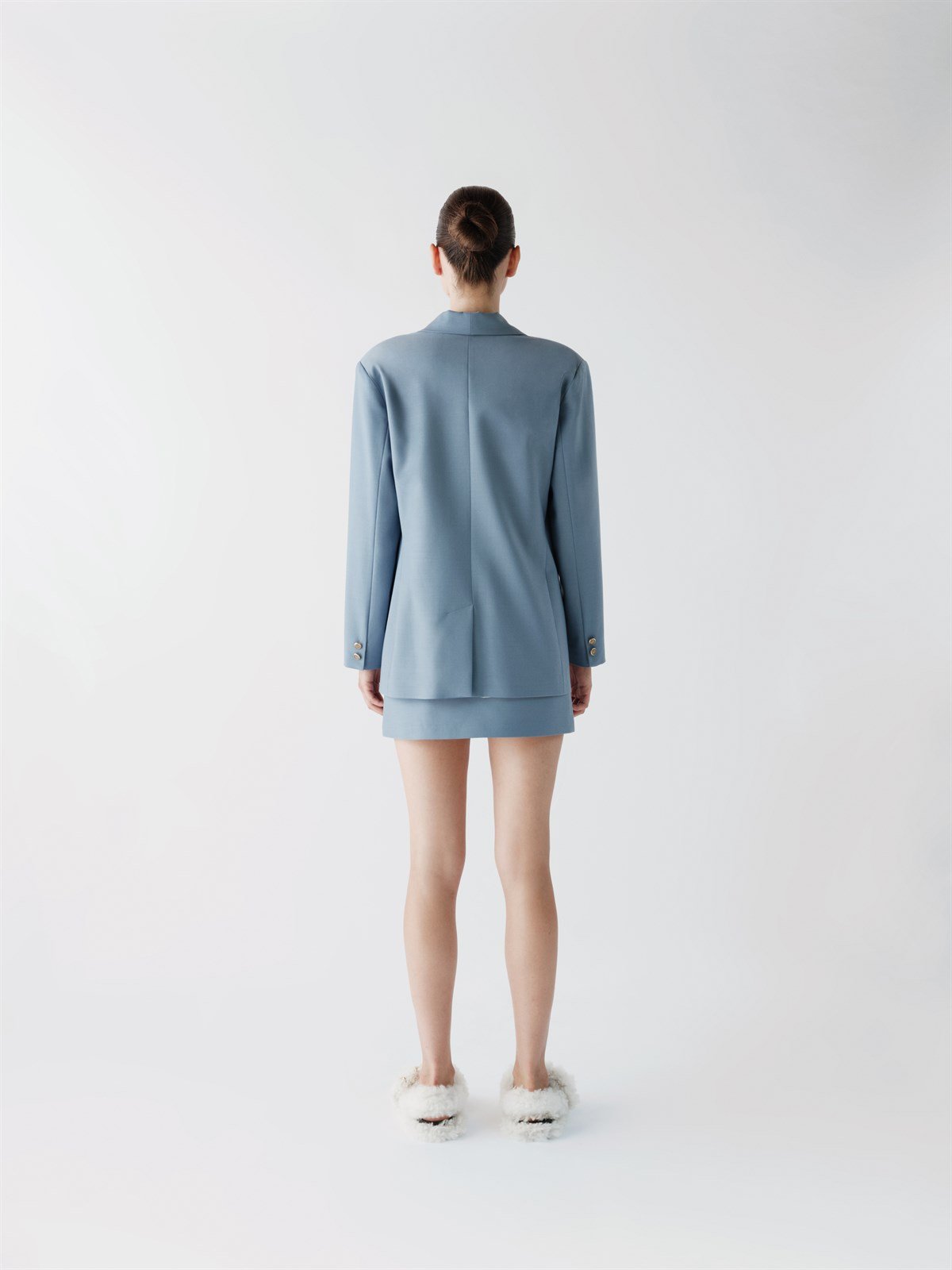 Theia Dökümlü Mavi Ceket