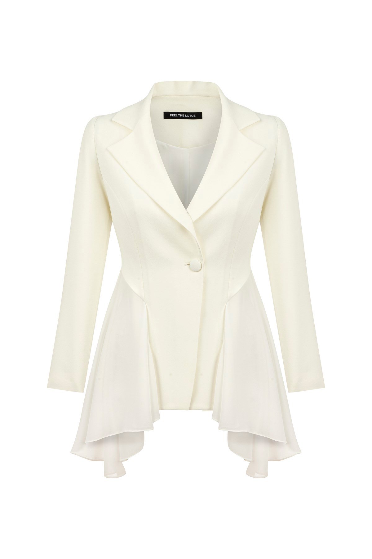 Yanları Volanlı Ekru Ceket