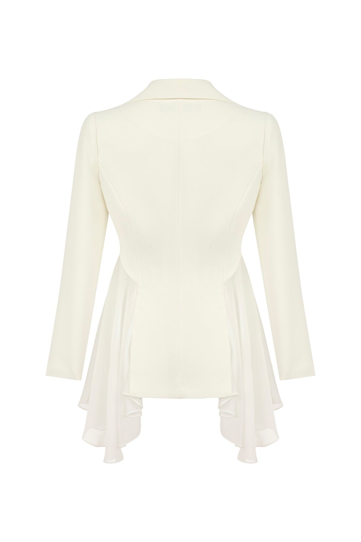 Yanları Volanlı Ekru Ceket