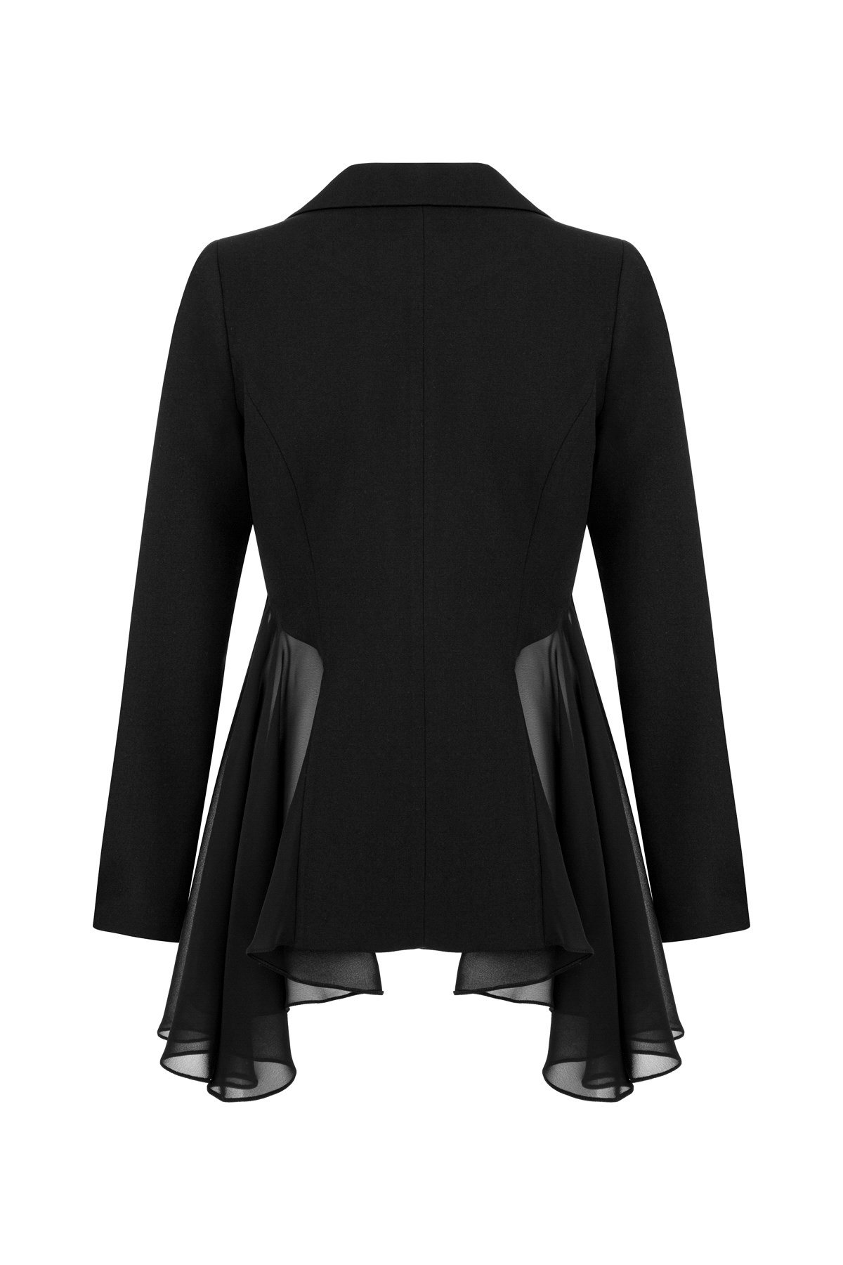 Yanları Volanlı Siyah Ceket