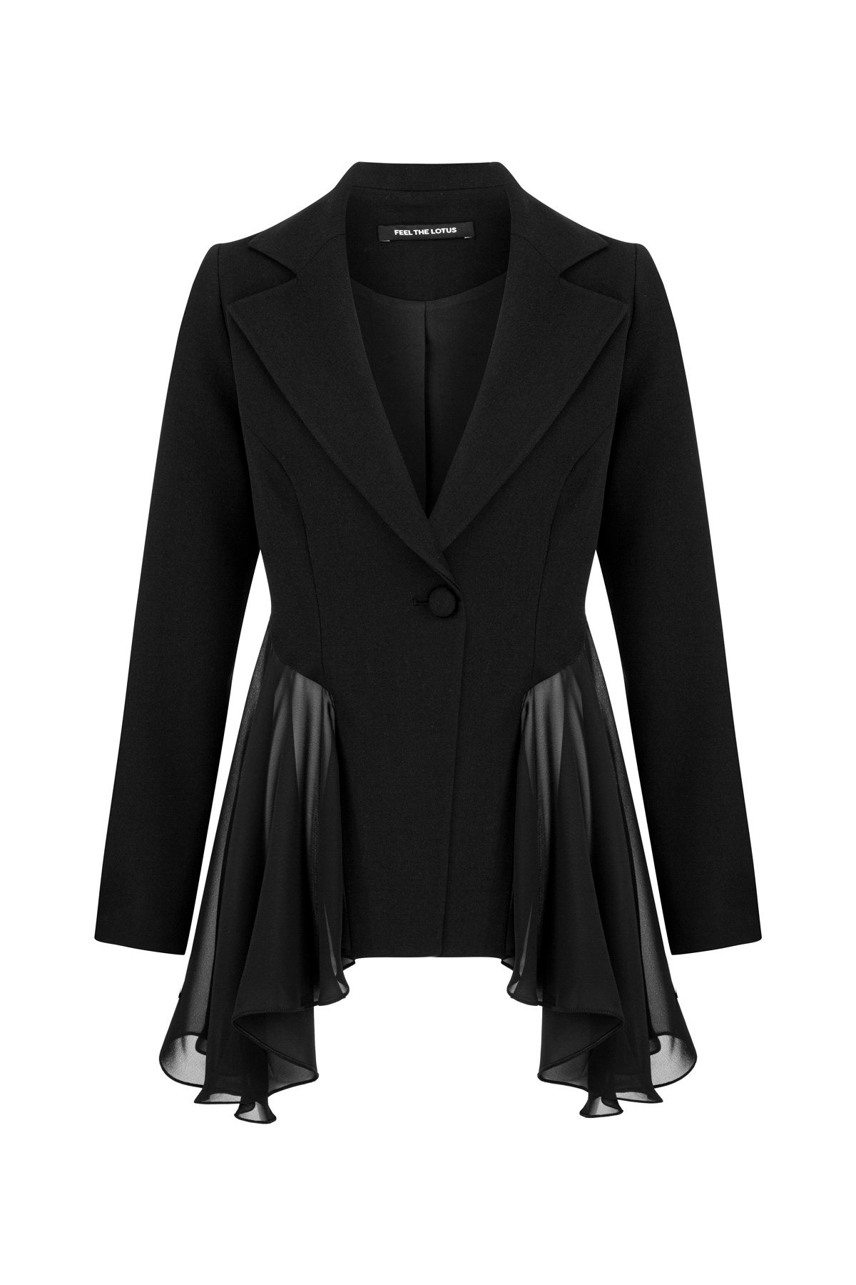 Yanları Volanlı Siyah Ceket