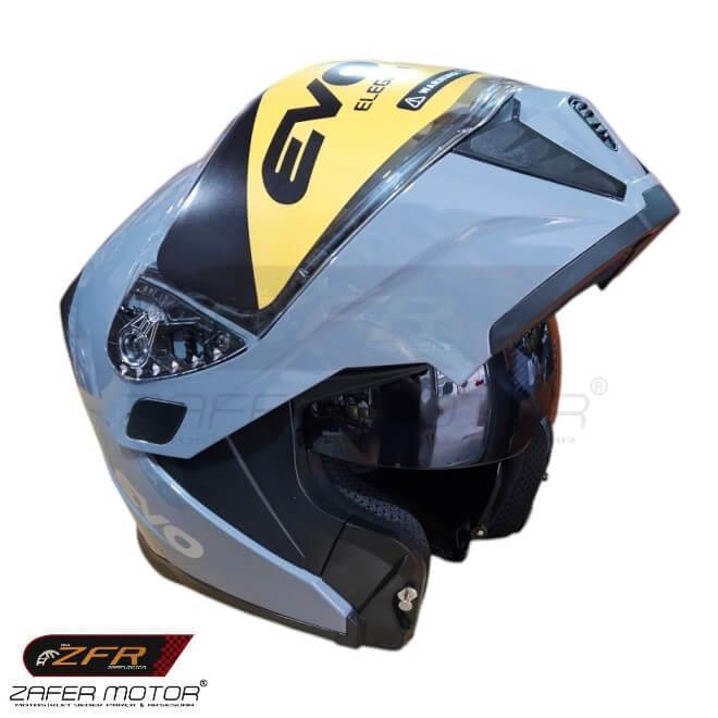 EVOKaskEvo FF906 Çene Açılır Vizörlü Nardo Gri Kask