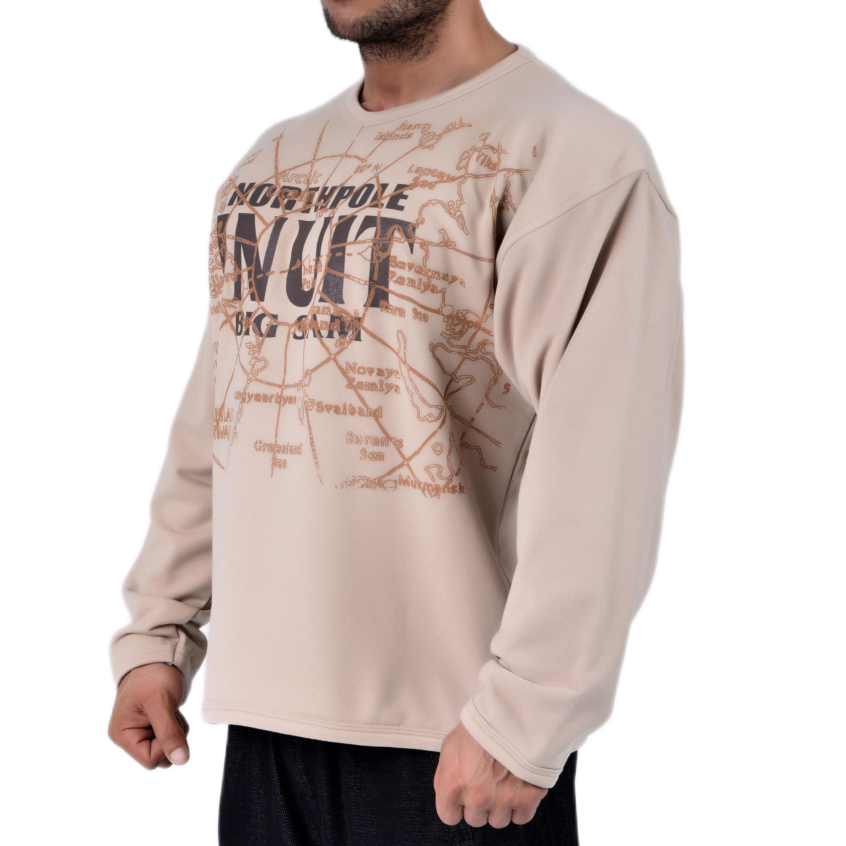 Açık Kahve Rahat Kesim Sweatshirt Big Sam 4618