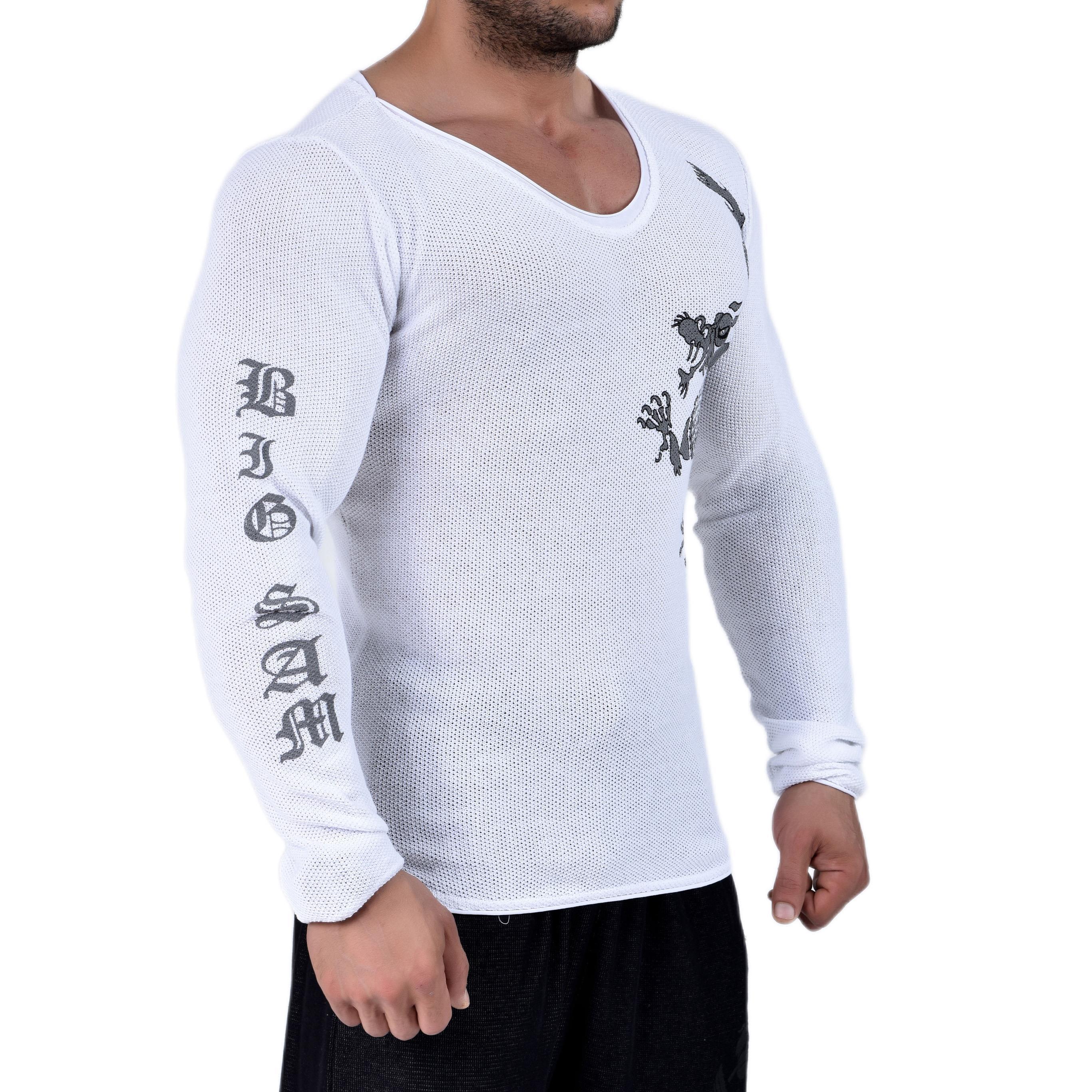 Ekru Slim Fit Spor Triko Big Sam 4564