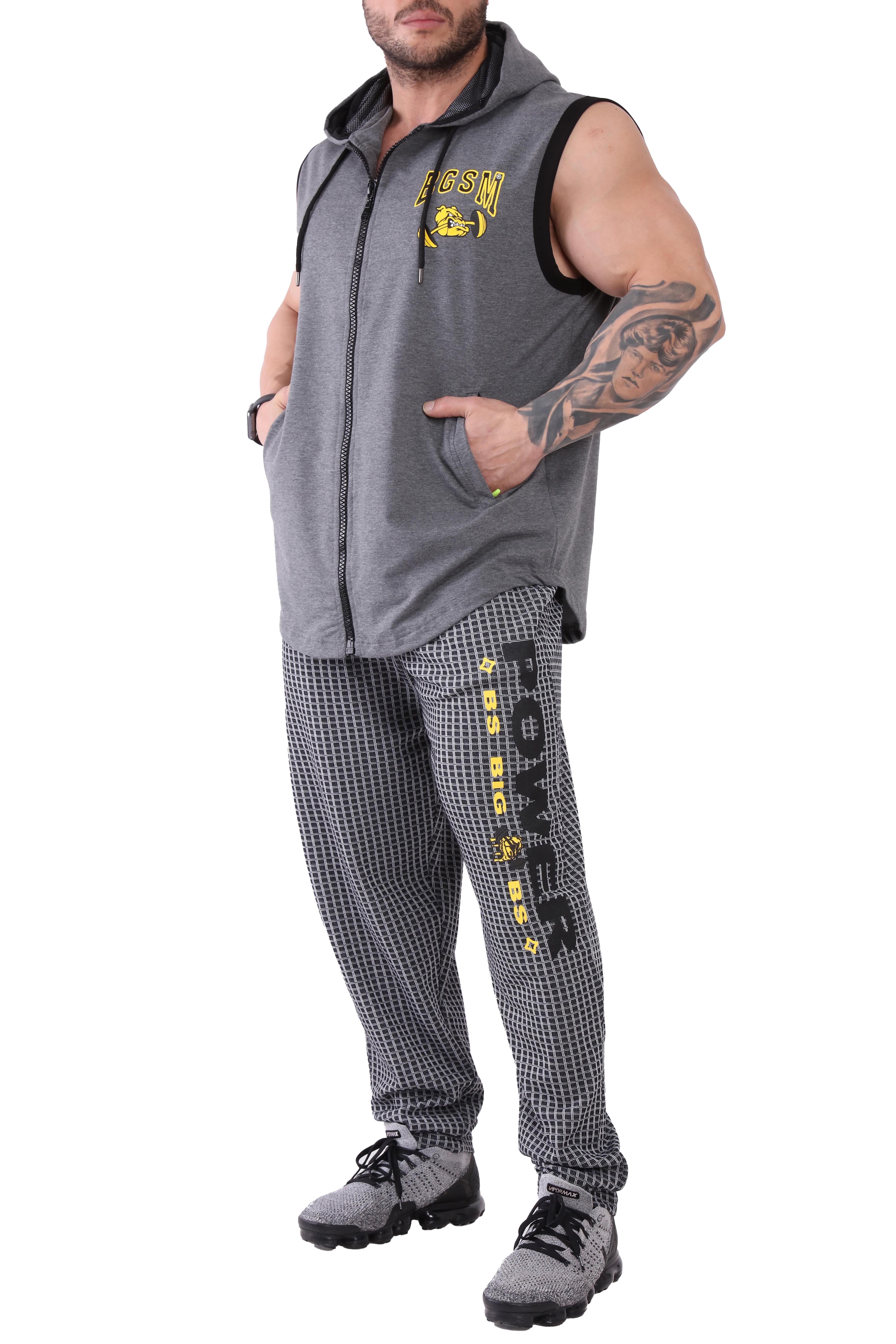 Erkek Fitness Bodybuilding Kapşonlu Yelek Antrasit Big Sam 3623