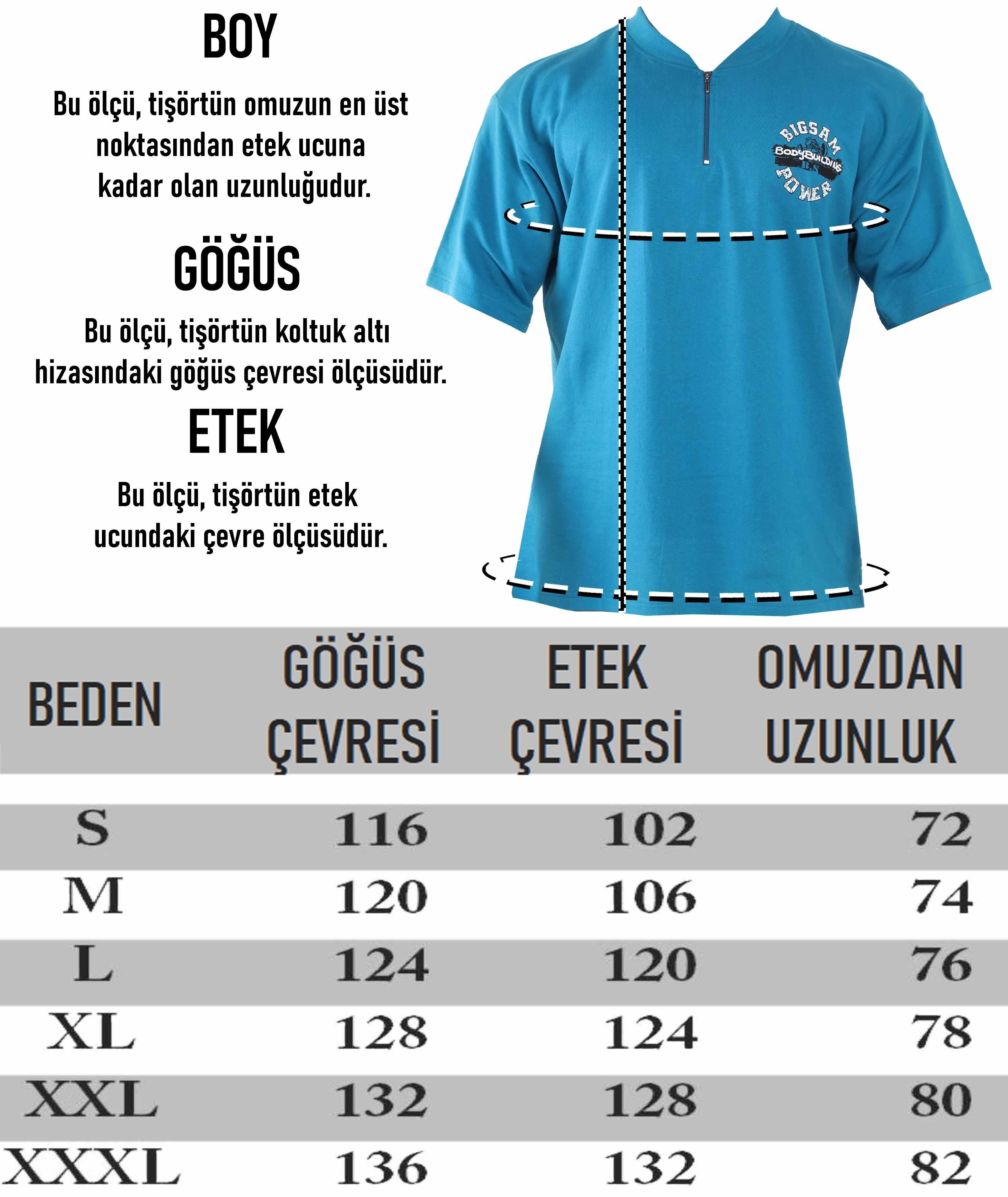 Erkek Oversize %100 Pamuk Spor ve Gündelik Tişört Big Sam 3120