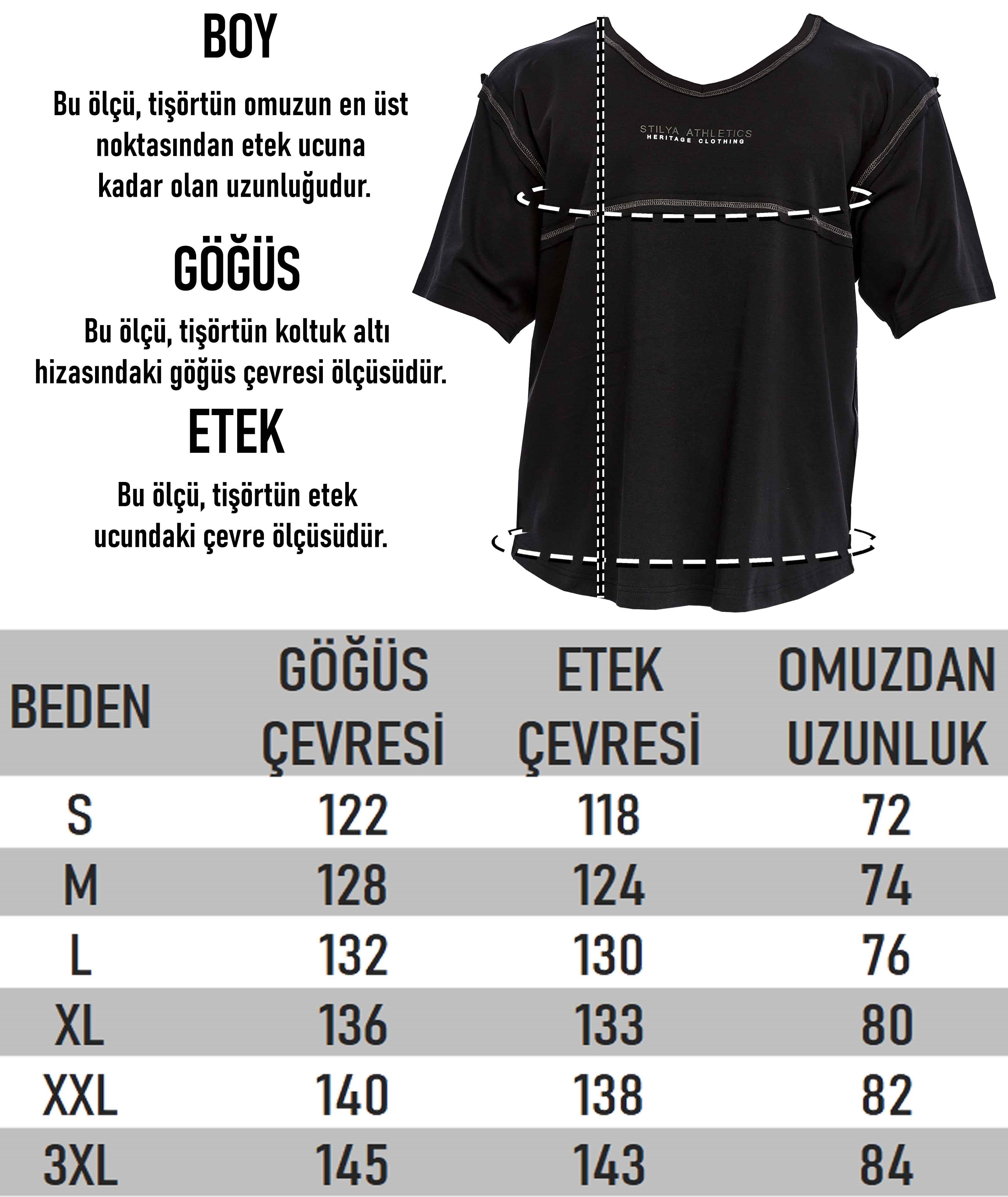 Erkek Oversize, Açık Yaka, Dikiş Detaylı Tişört Stilya 3384