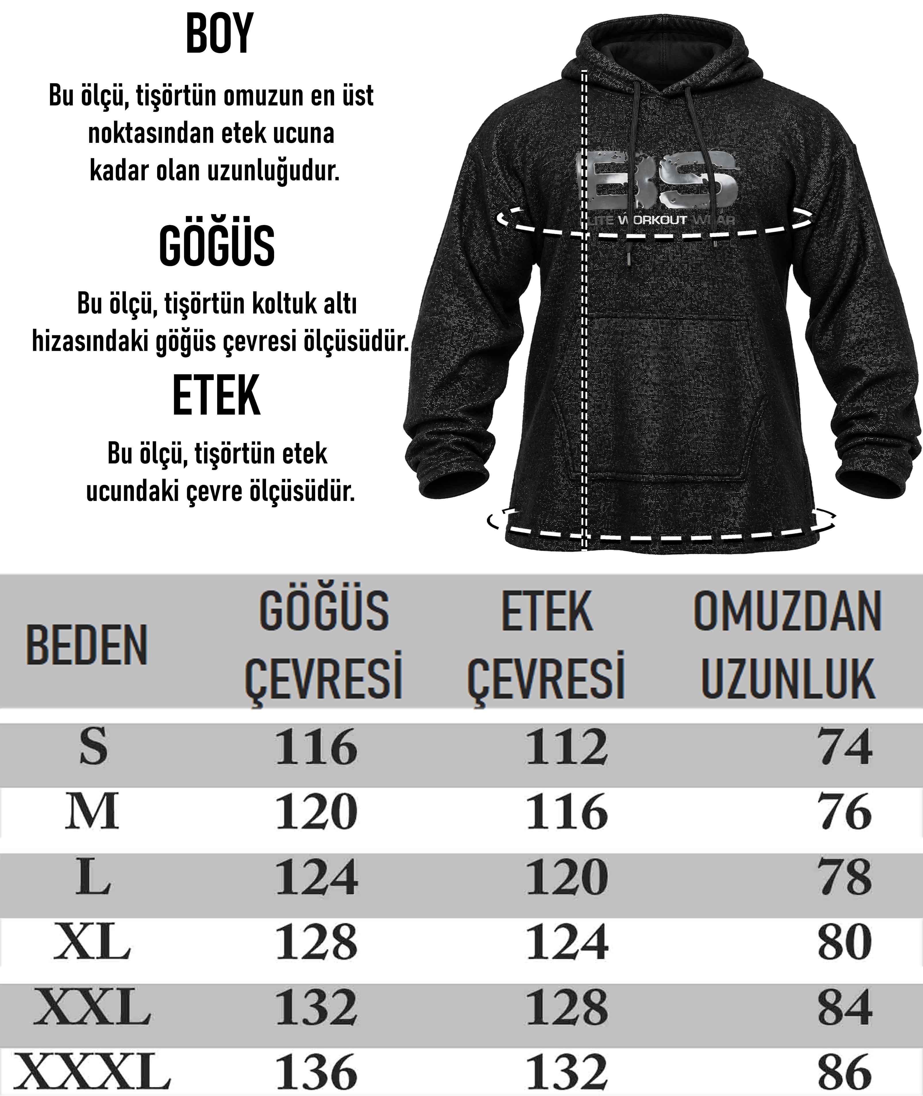Erkek Oversize Havlu Kapüşonlu Ön Cepli Sweatshirt Big Sam 4719