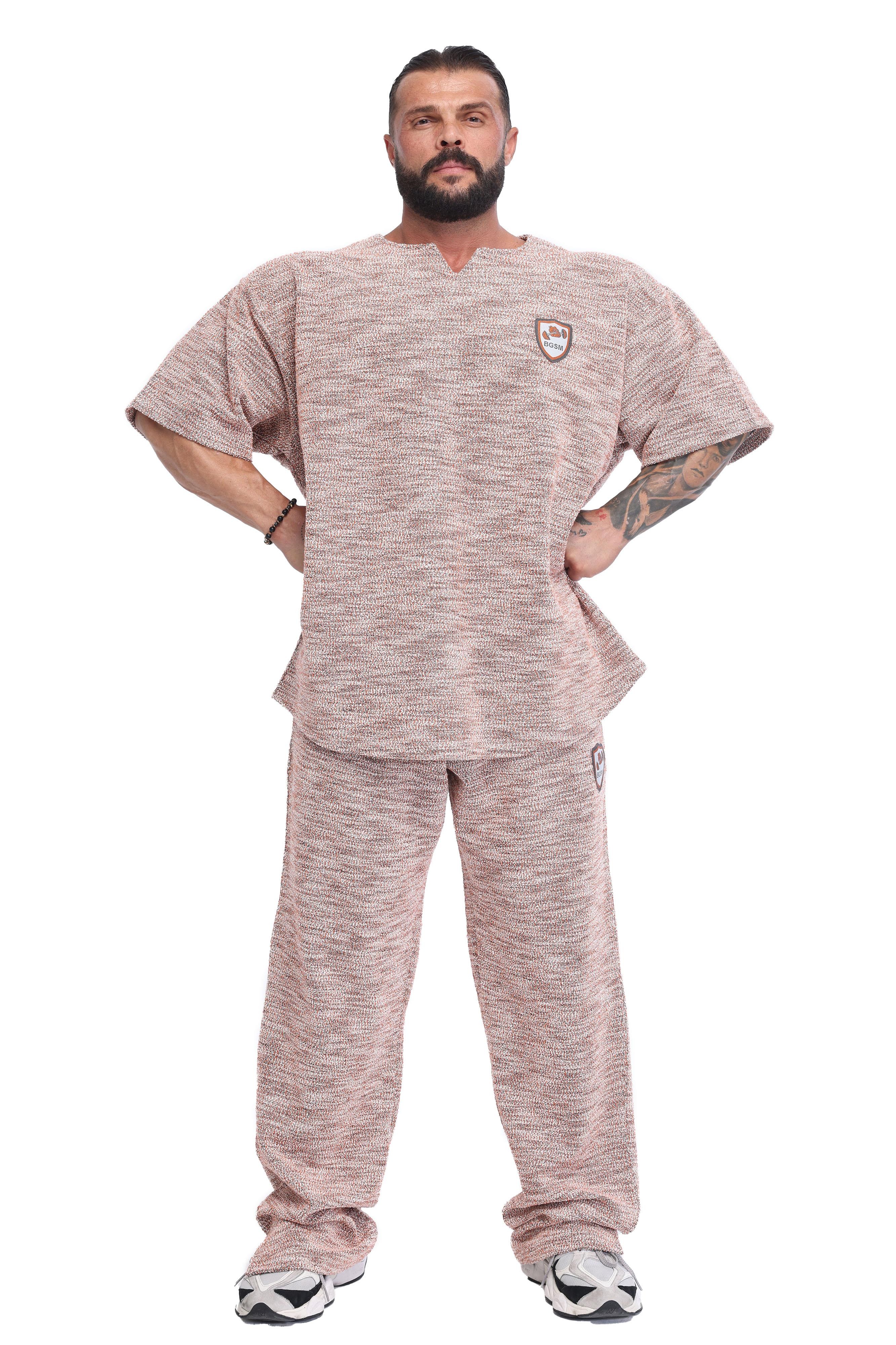 Erkek Oversize Kalın Tişört, Örgü Dokulu Gym Antrenman Üstü BGSM 3387