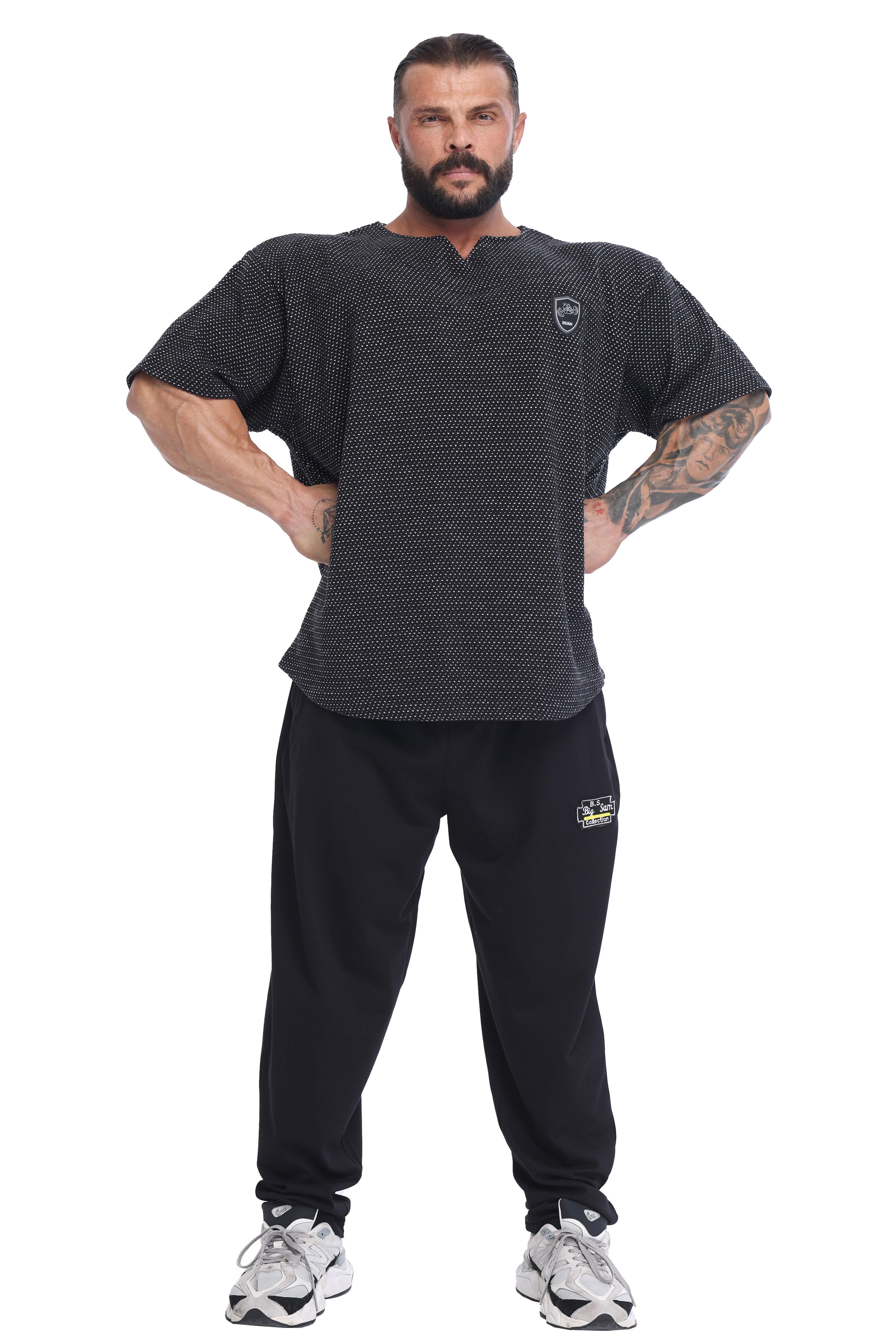 Erkek Oversize Kalın Tişört, Örgü Dokulu Gym Antrenman Üstü BGSM 3386