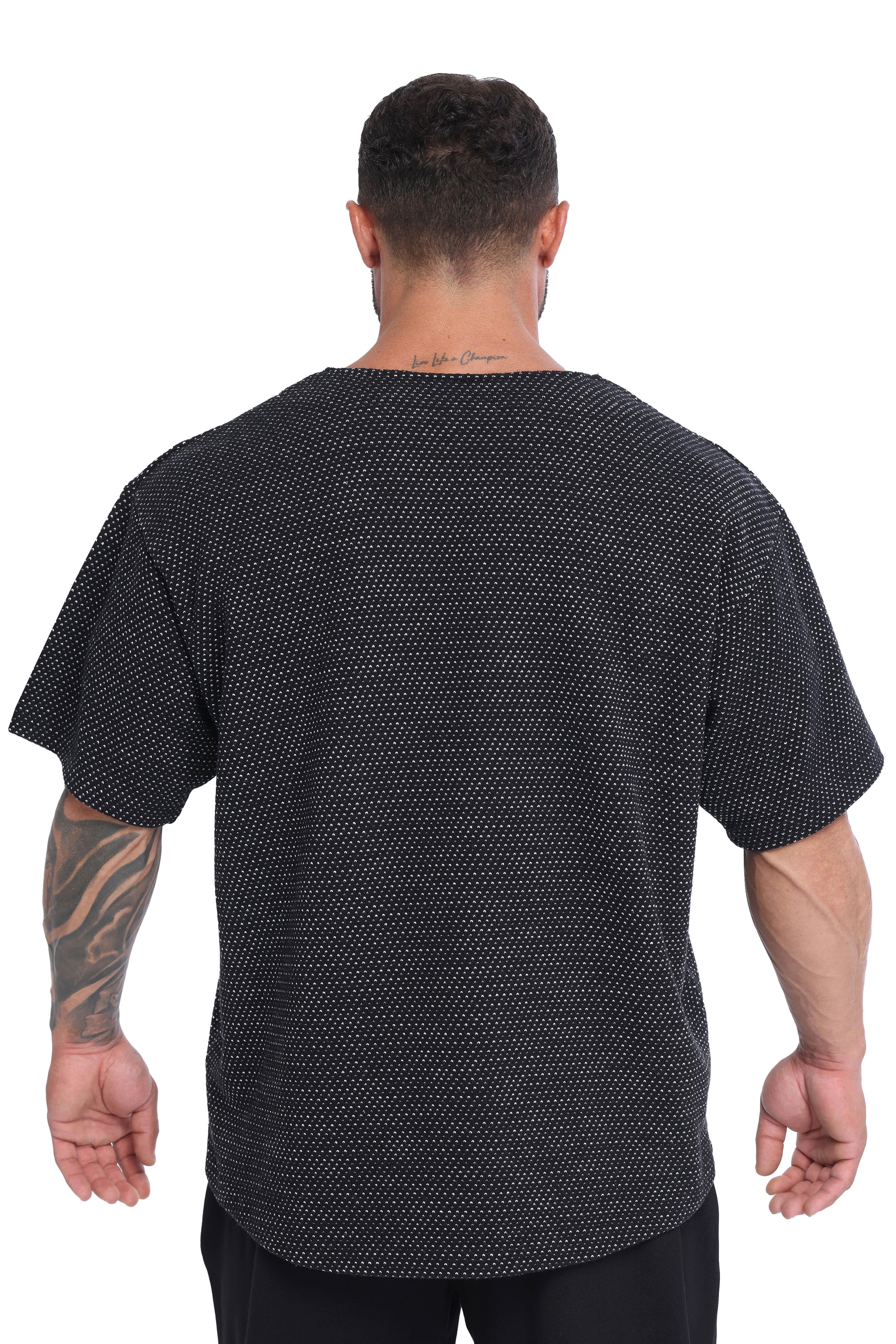 Erkek Oversize Kalın Tişört, Örgü Dokulu Gym Antrenman Üstü BGSM 3386