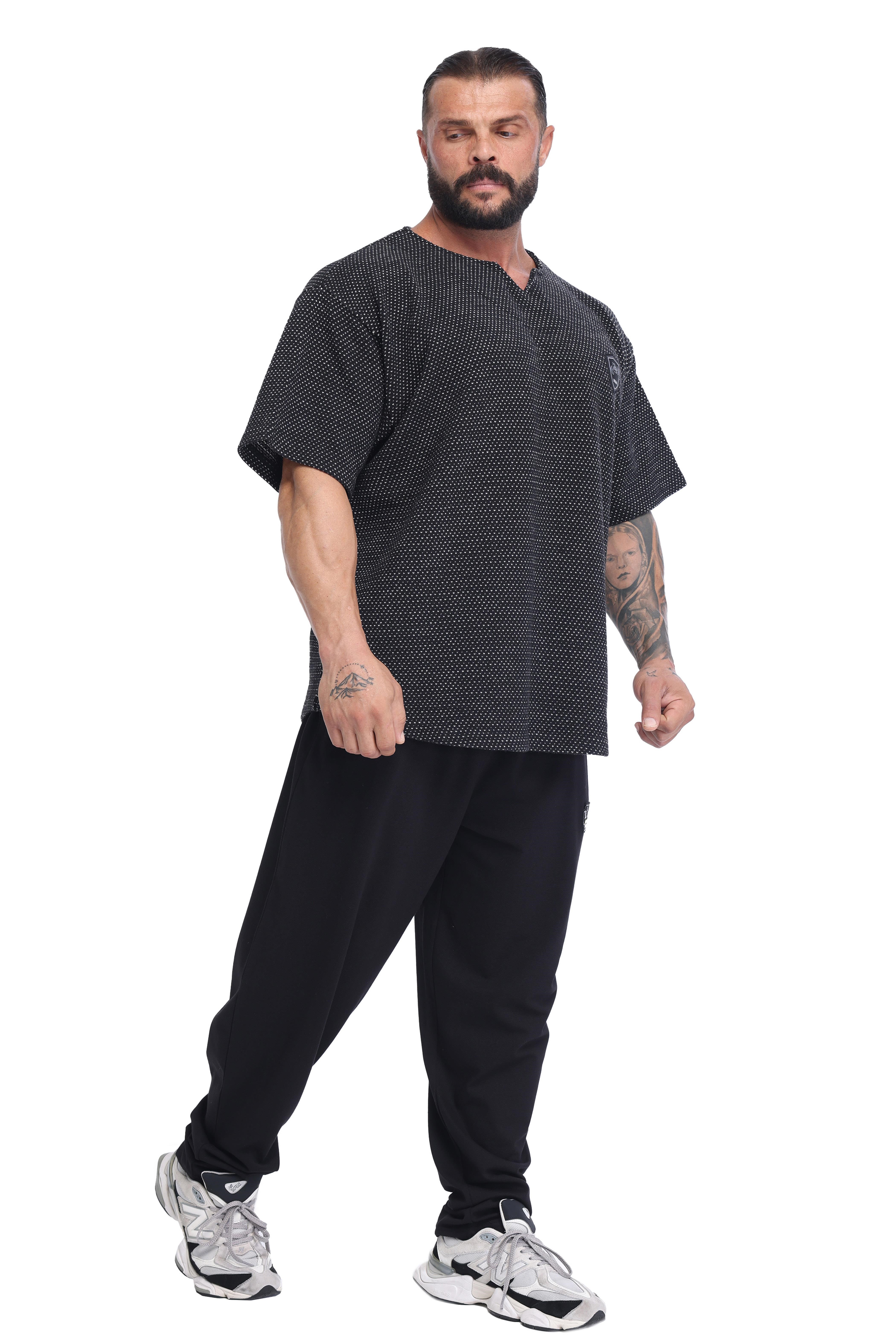 Erkek Oversize Kalın Tişört, Örgü Dokulu Gym Antrenman Üstü BGSM 3386