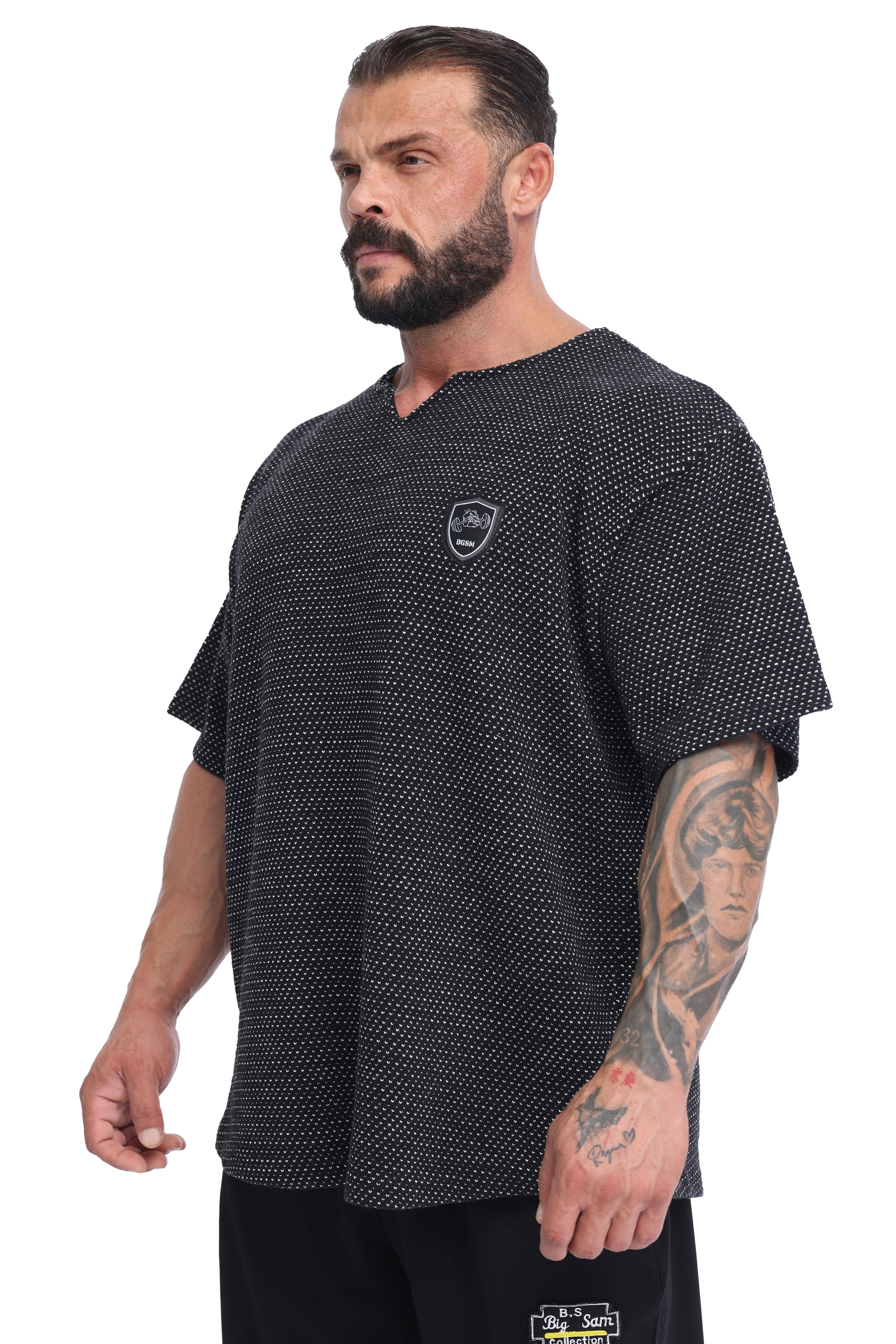 Erkek Oversize Kalın Tişört, Örgü Dokulu Gym Antrenman Üstü BGSM 3386