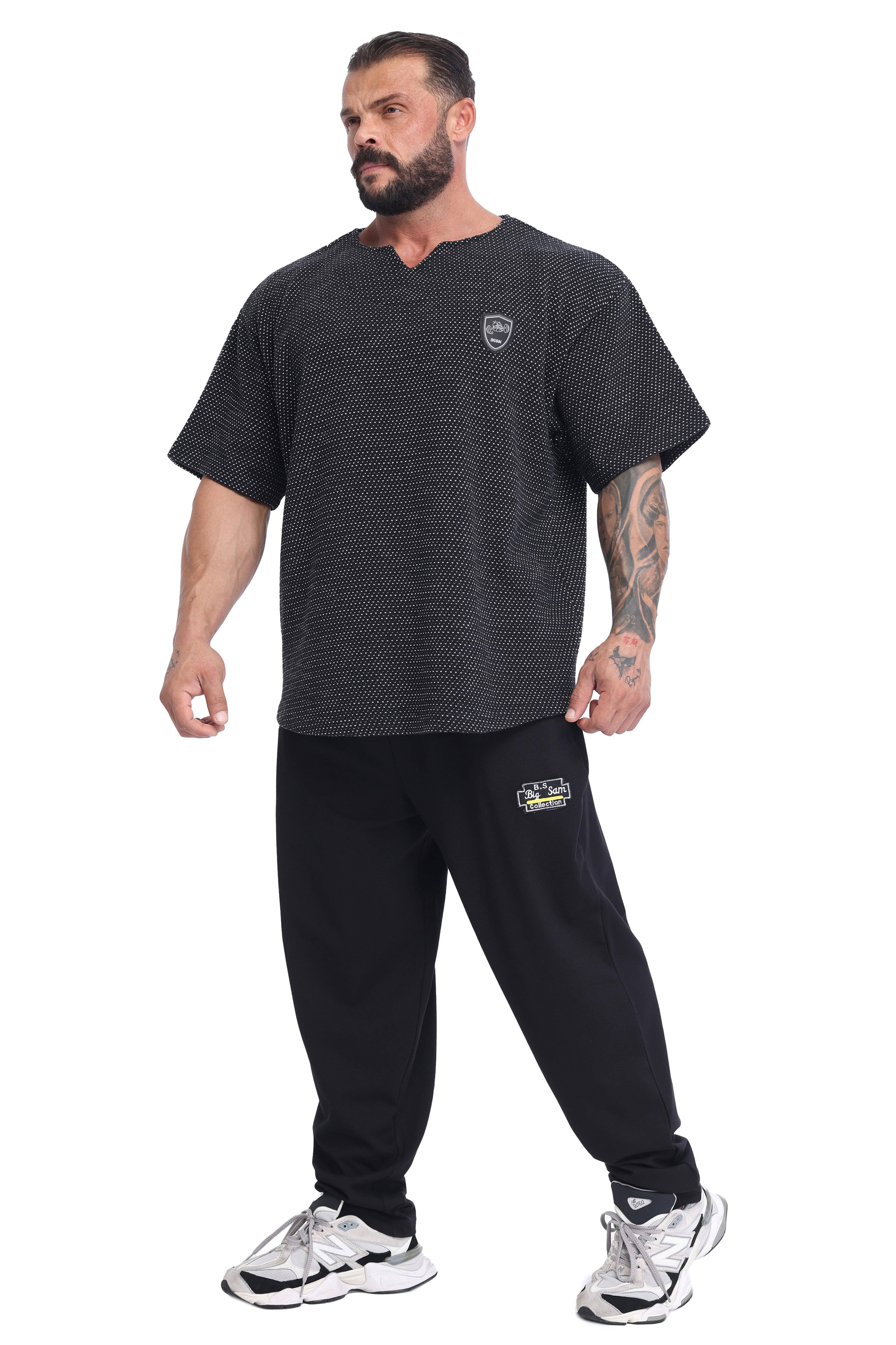 Erkek Oversize Kalın Tişört, Örgü Dokulu Gym Antrenman Üstü BGSM 3386