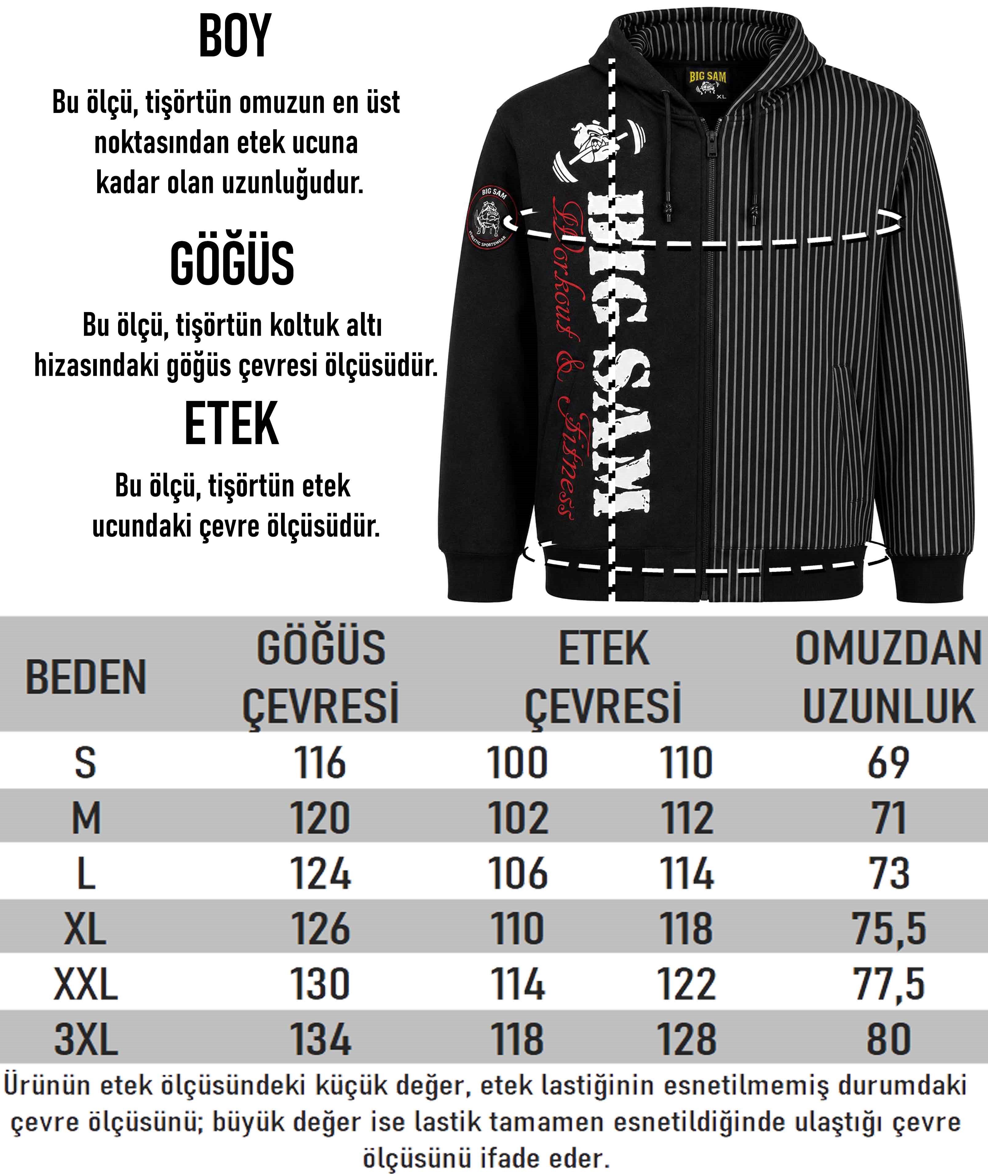 Erkek Oversize Kapşonlu Fermuarlı Spor Ceket Big Sam 3649