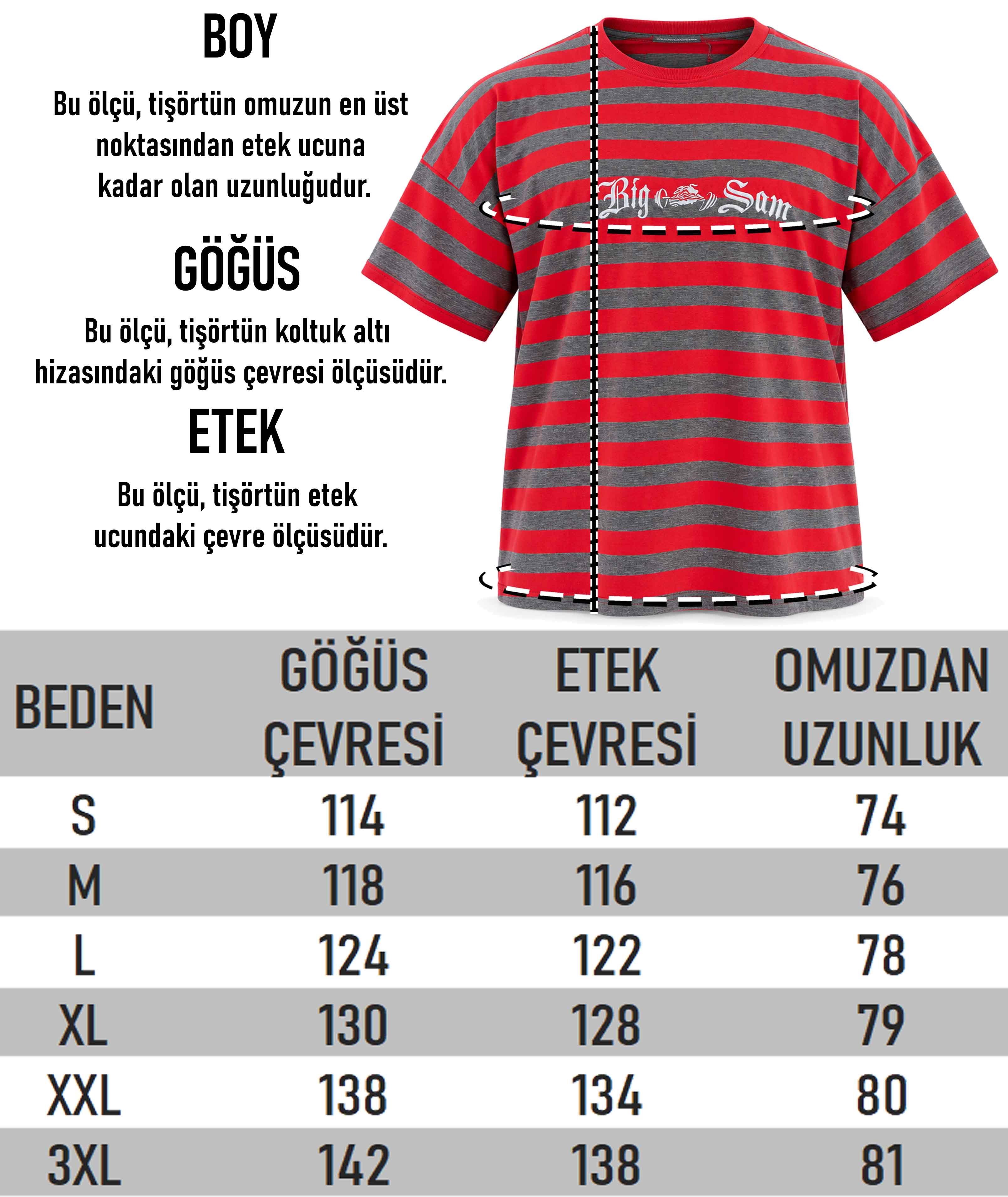 Erkek Oversize Nakışlı Pamuklu Antrenman Tişörtü Big Sam 2782