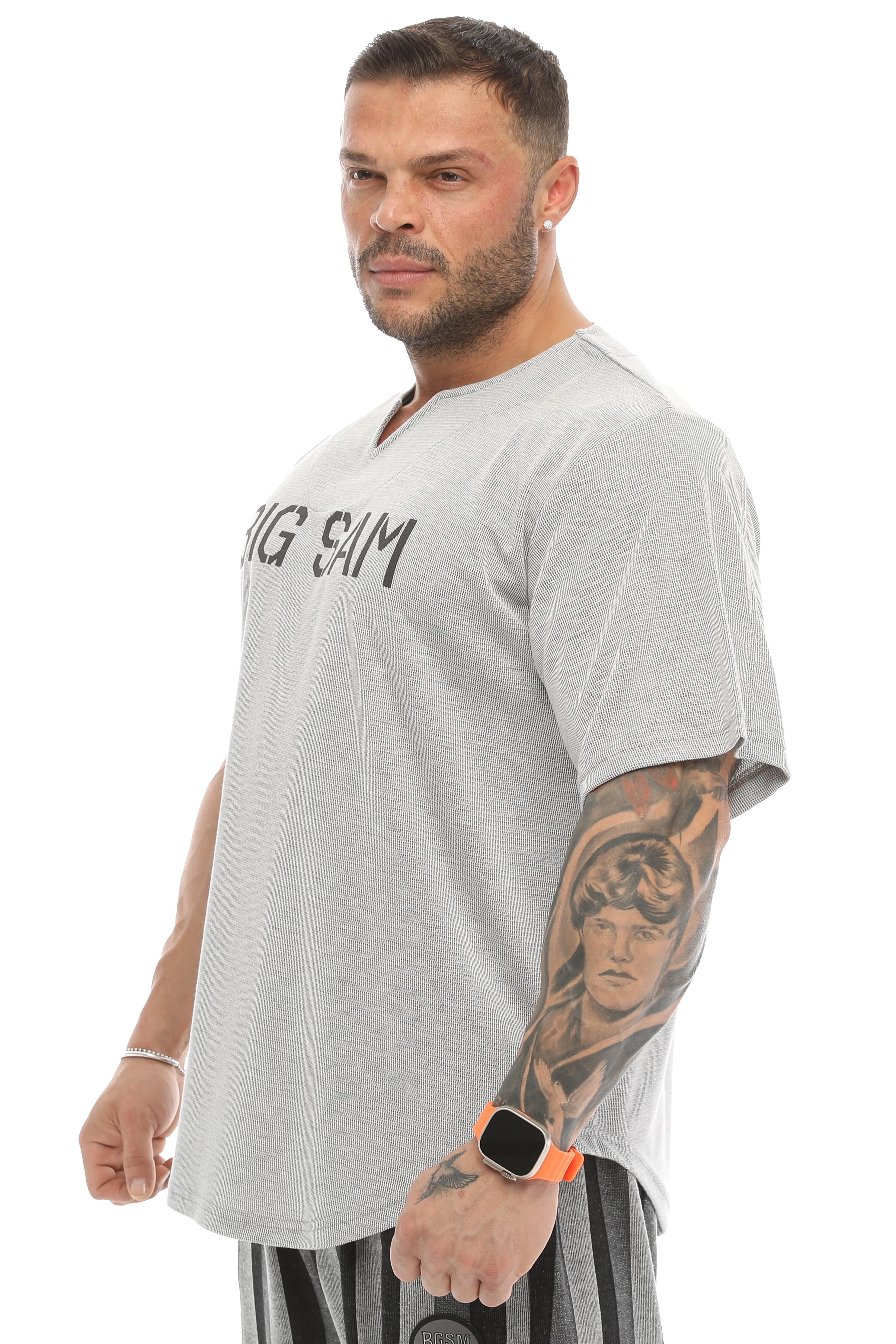 Erkek Oversize Spor Tişört Gym Rag Top Big Sam 3332