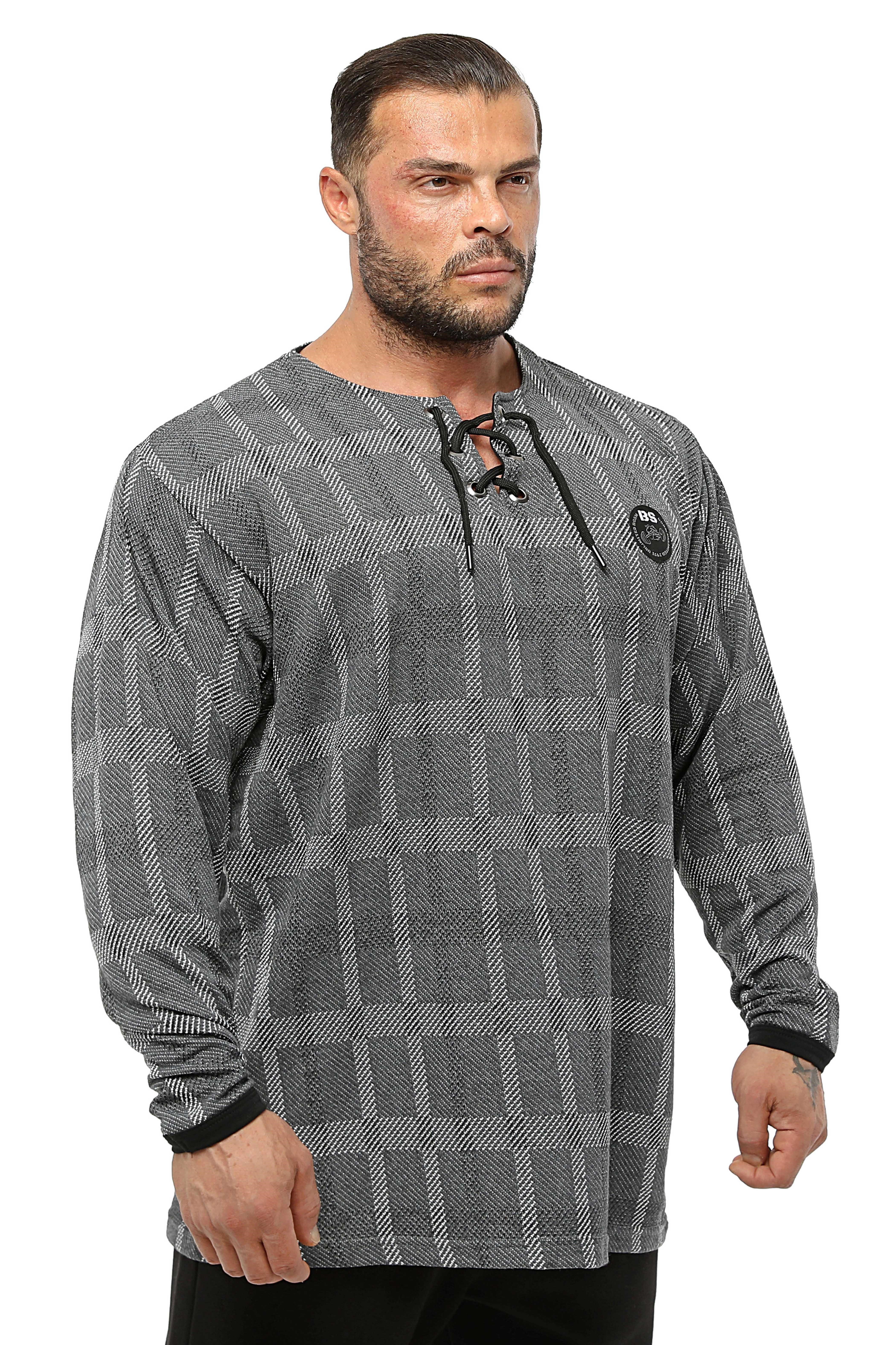 Erkek Oversize Sweatshirt, İnce Kumaştan Pamuklu Spor Uzun Kollu BGSM 4736