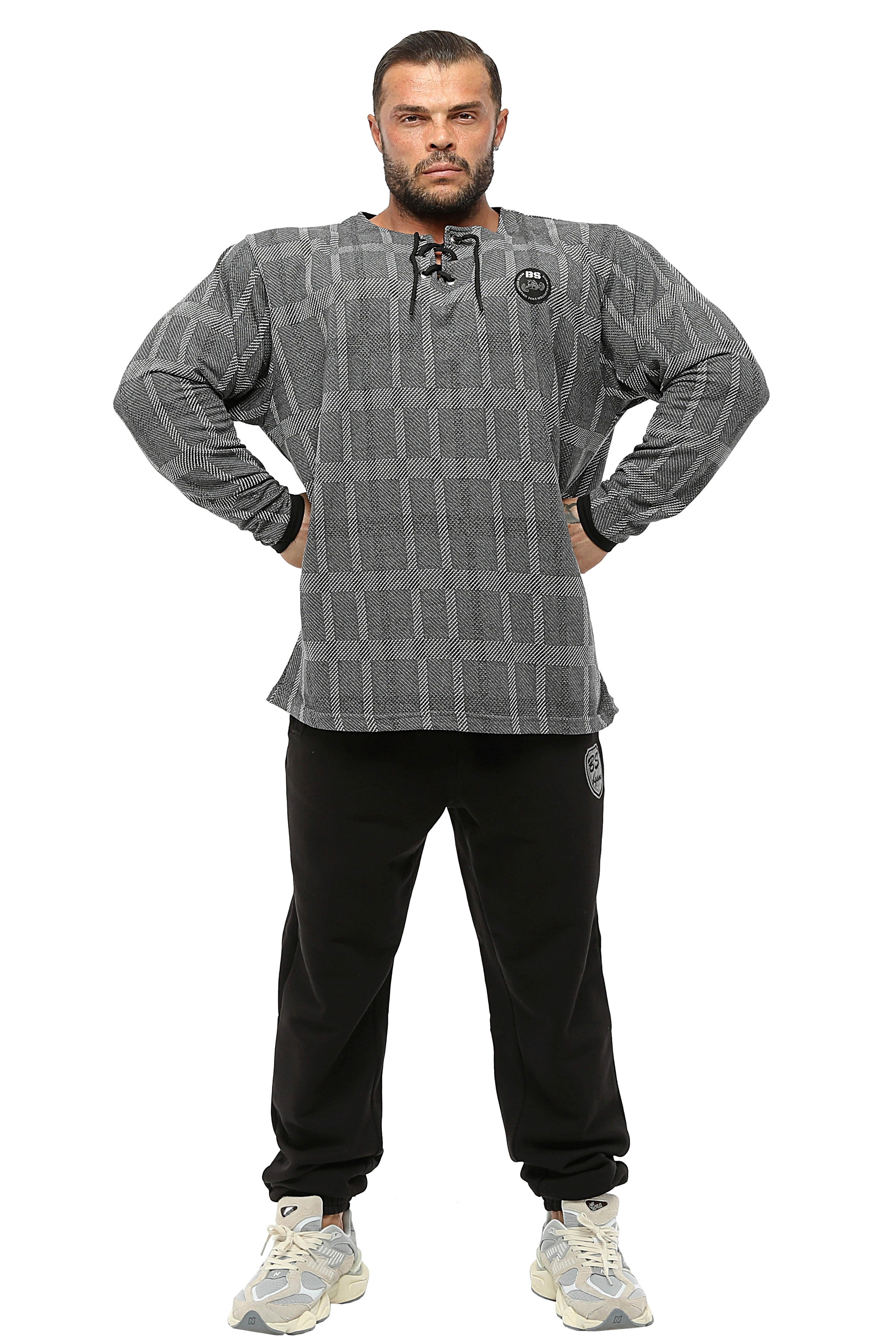 Erkek Oversize Sweatshirt, İnce Kumaştan Pamuklu Spor Uzun Kollu BGSM 4736