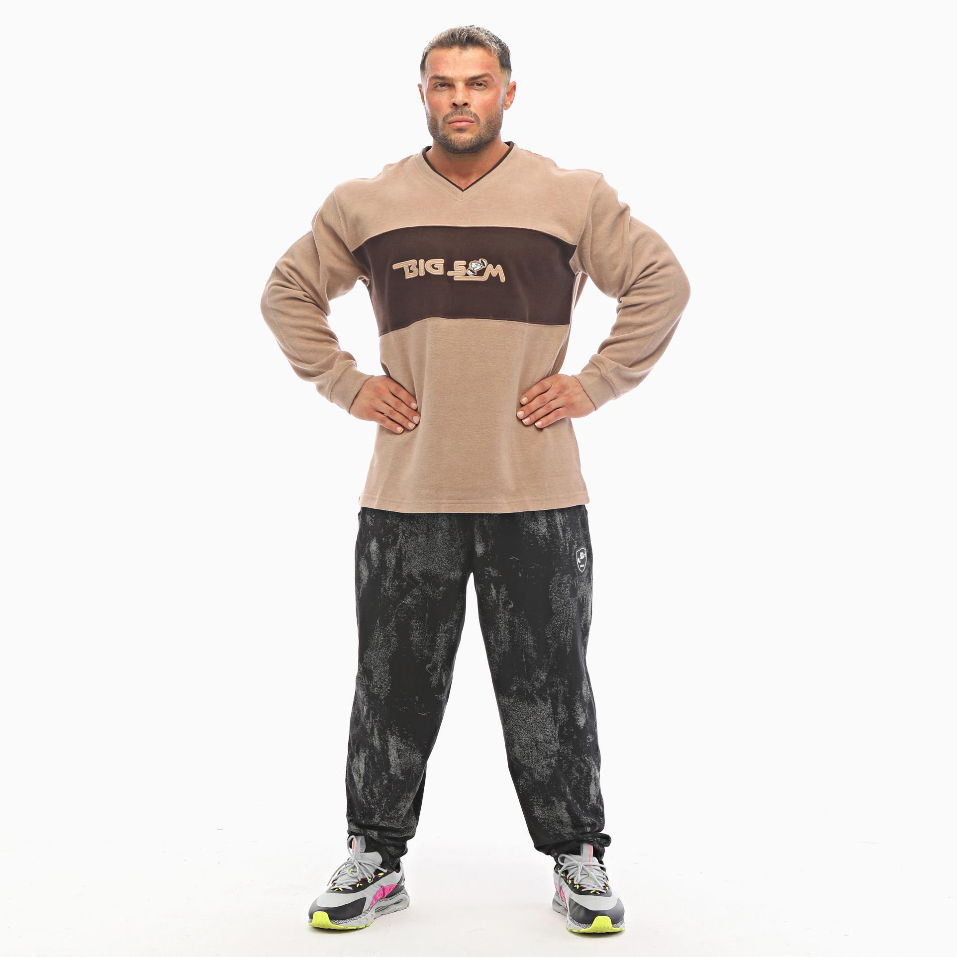 Erkek Oversize Sweatshirt Kışlık V Yaka Big Sam 4653