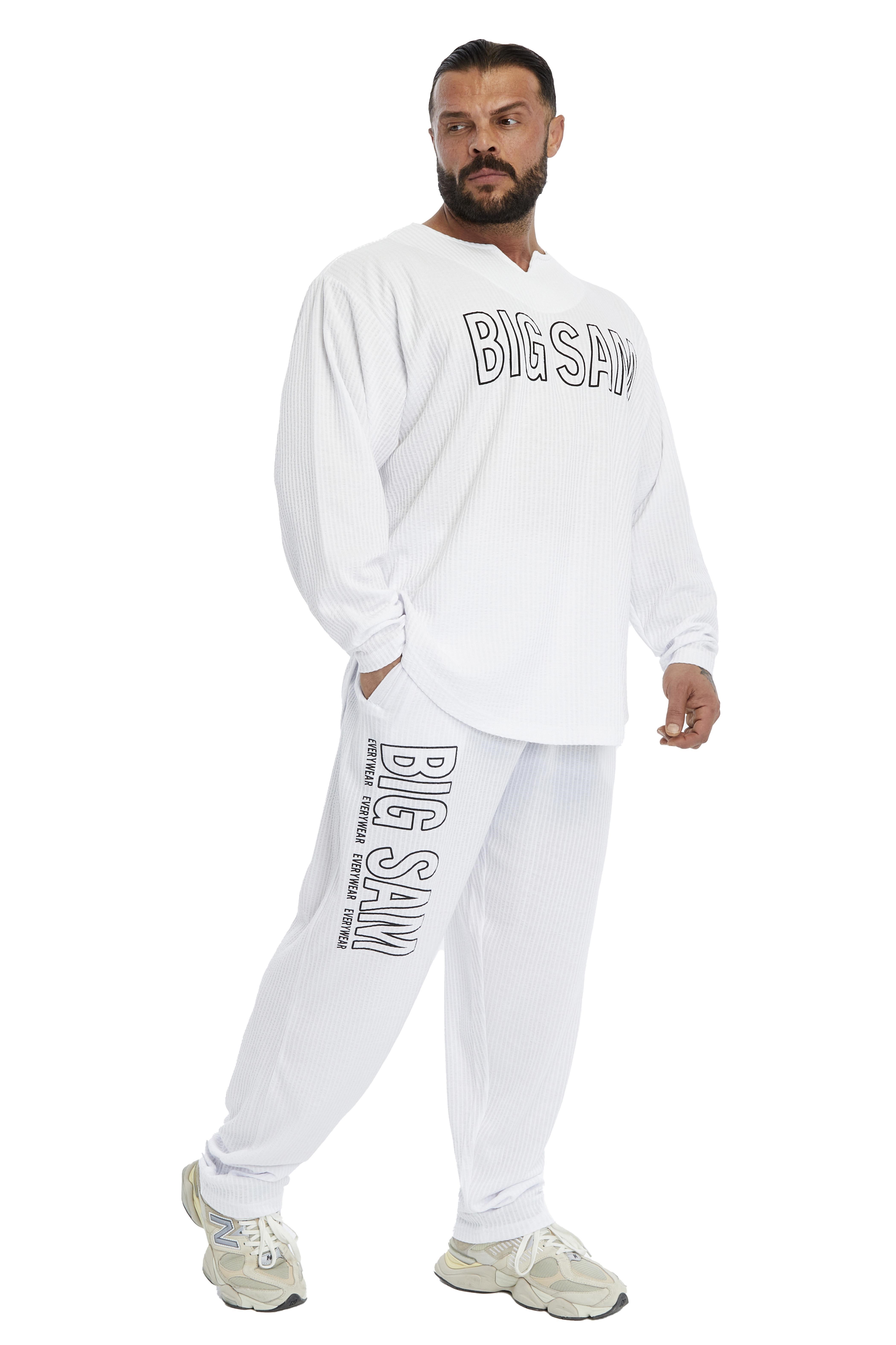 Erkek Oversize Sweatshirt Yaka Detaylı Uzun Kollu Big Sam 4743