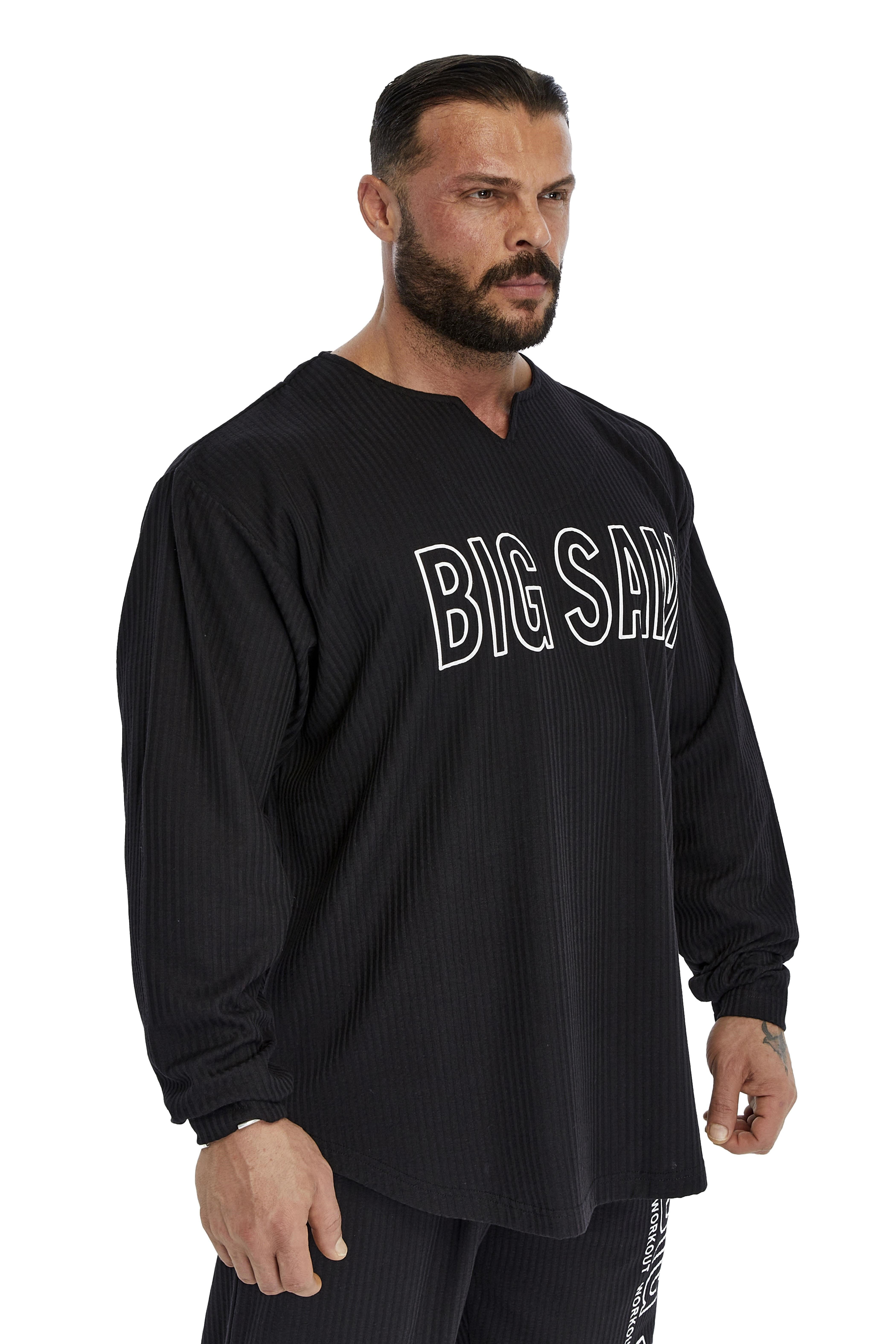 Erkek Oversize Sweatshirt Yaka Detaylı Uzun Kollu Big Sam 4743