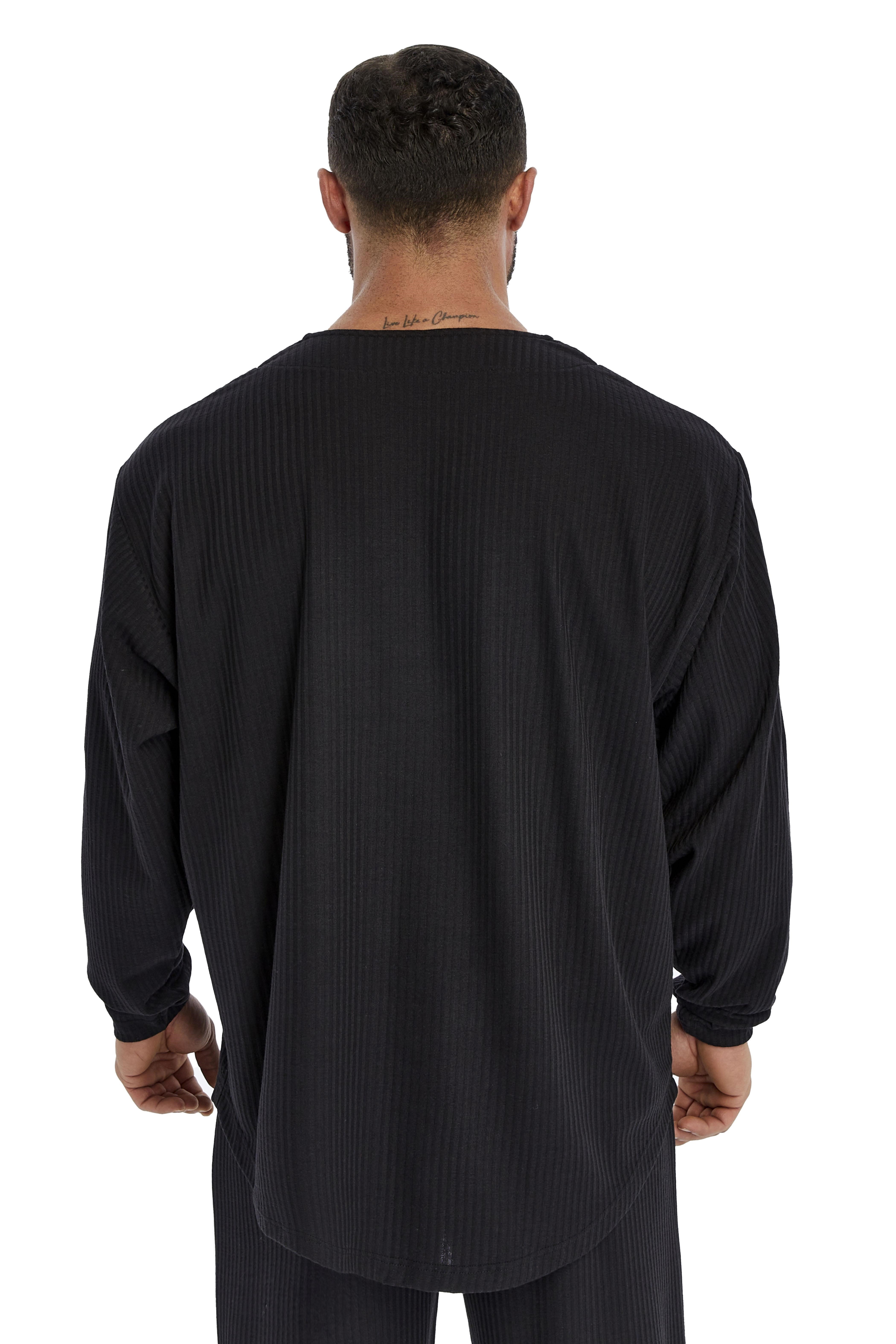 Erkek Oversize Sweatshirt Yaka Detaylı Uzun Kollu Big Sam 4743