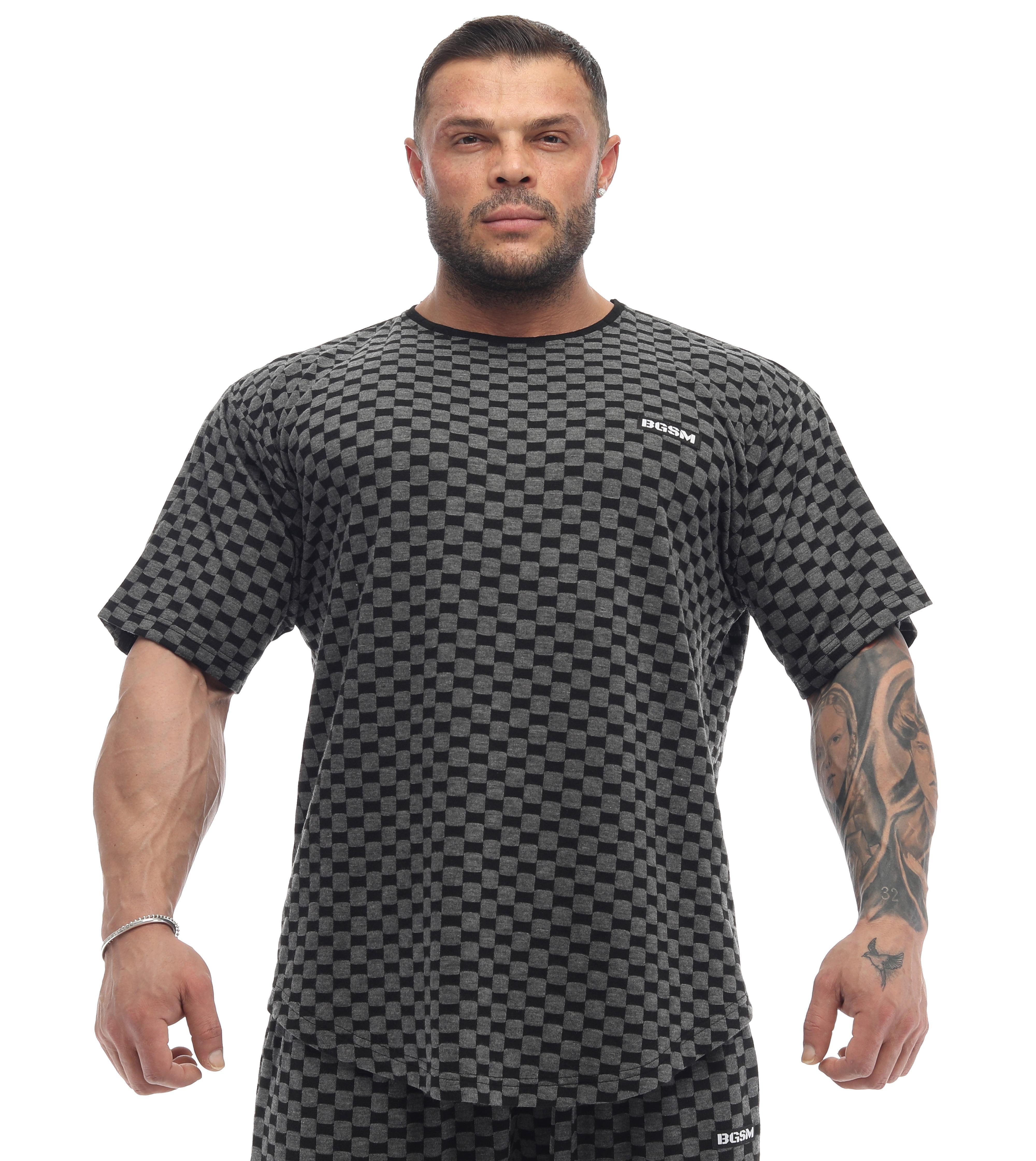 Erkek Oversize T-shirt Aktif Yaşam Üstü Damalı Gym Rag Top 3336