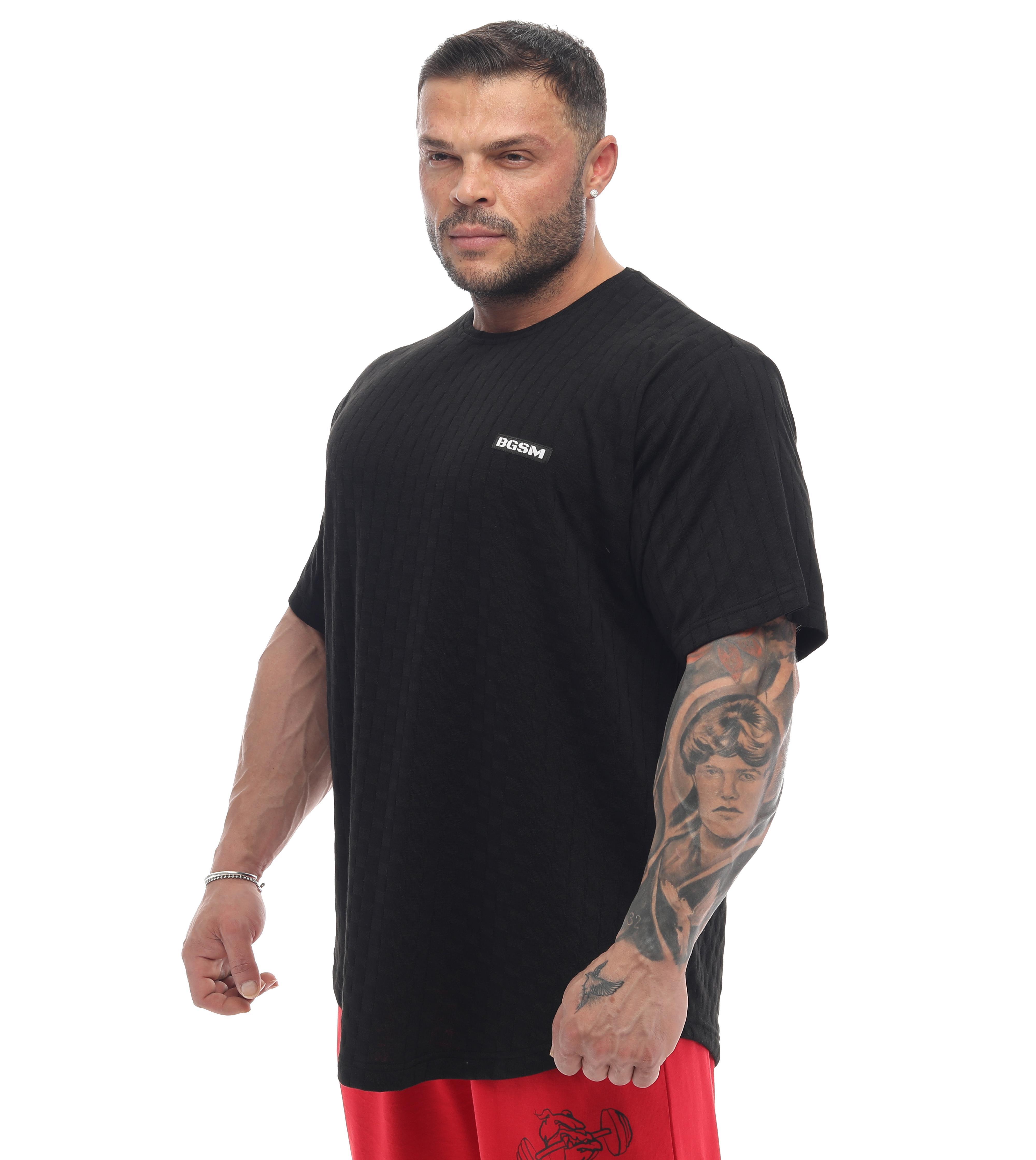 Erkek Oversize T-shirt Aktif Yaşam Üstü Damalı Gym Rag Top 3336