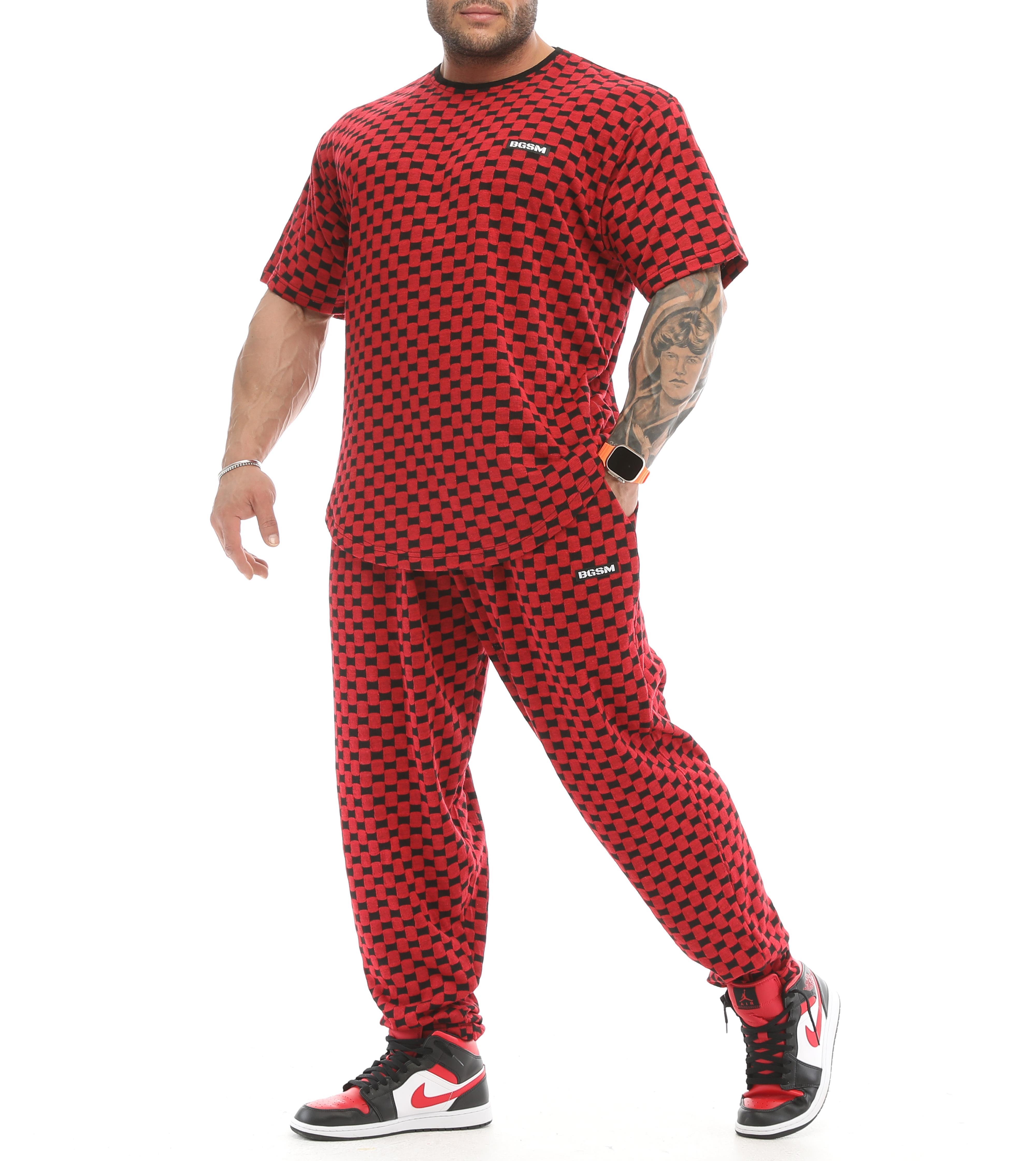 Erkek Oversize T-shirt Aktif Yaşam Üstü Damalı Gym Rag Top 3336