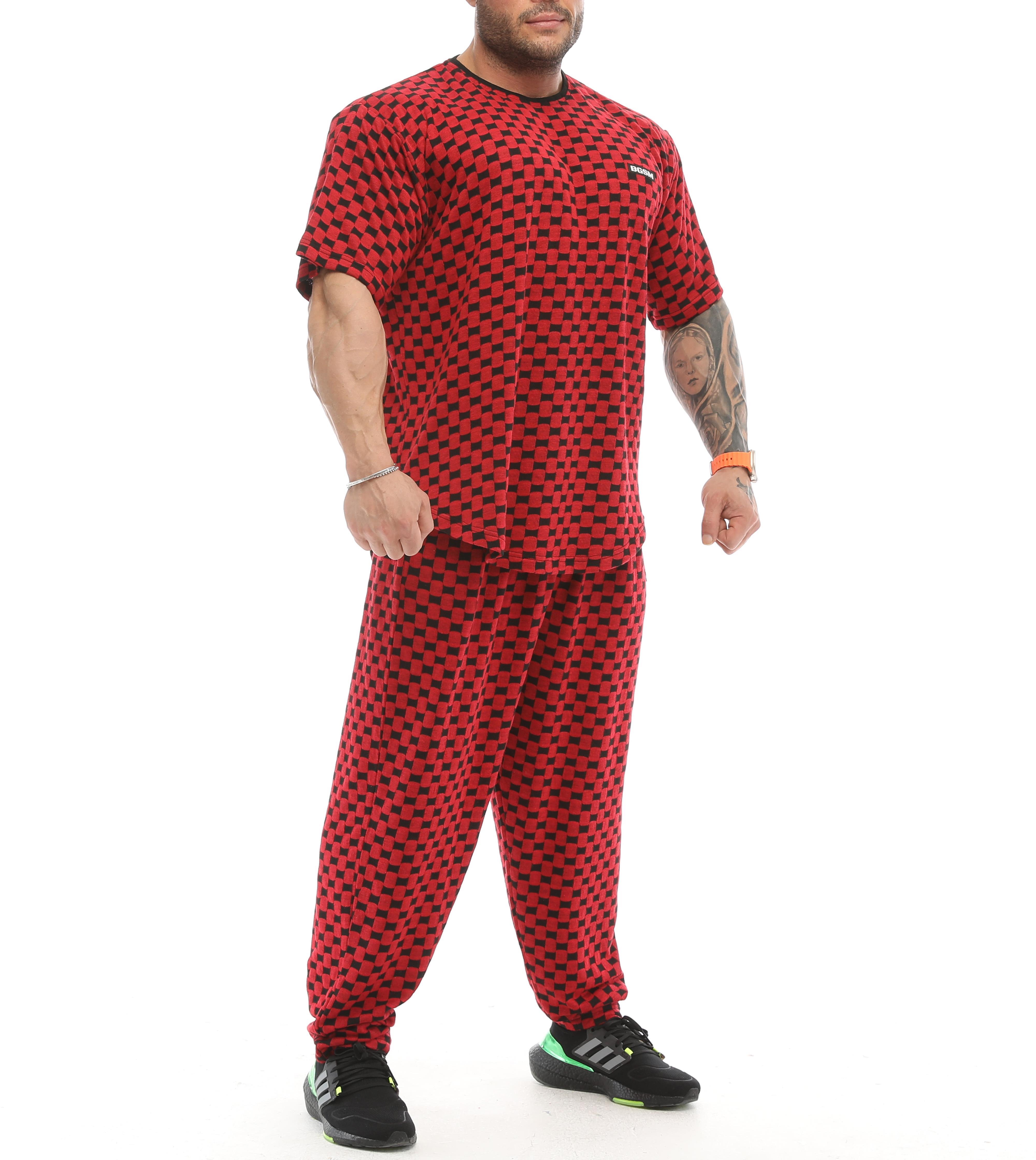 Erkek Oversize T-shirt Aktif Yaşam Üstü Damalı Gym Rag Top 3336