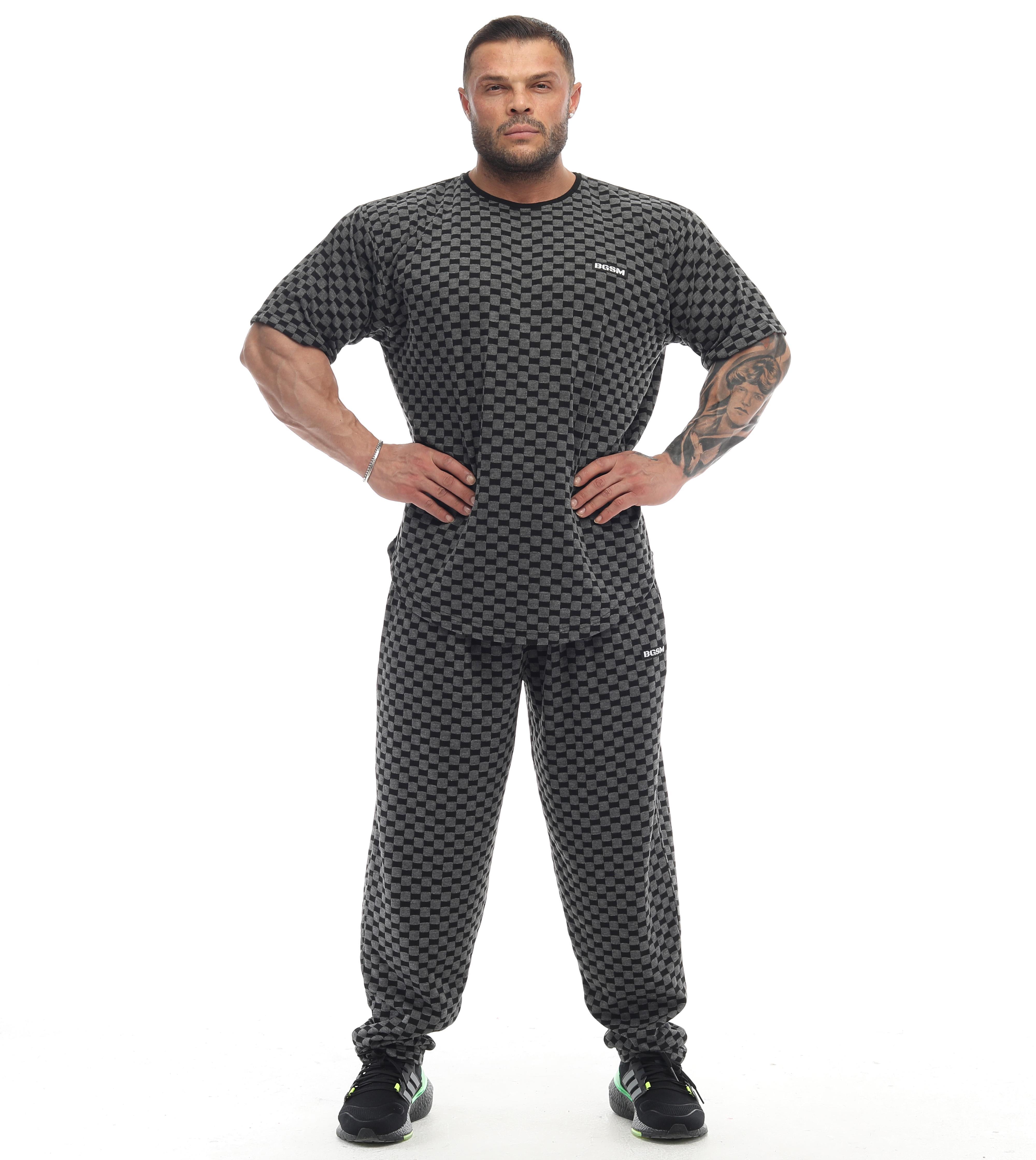 Erkek Oversize T-shirt Aktif Yaşam Üstü Damalı Gym Rag Top 3336