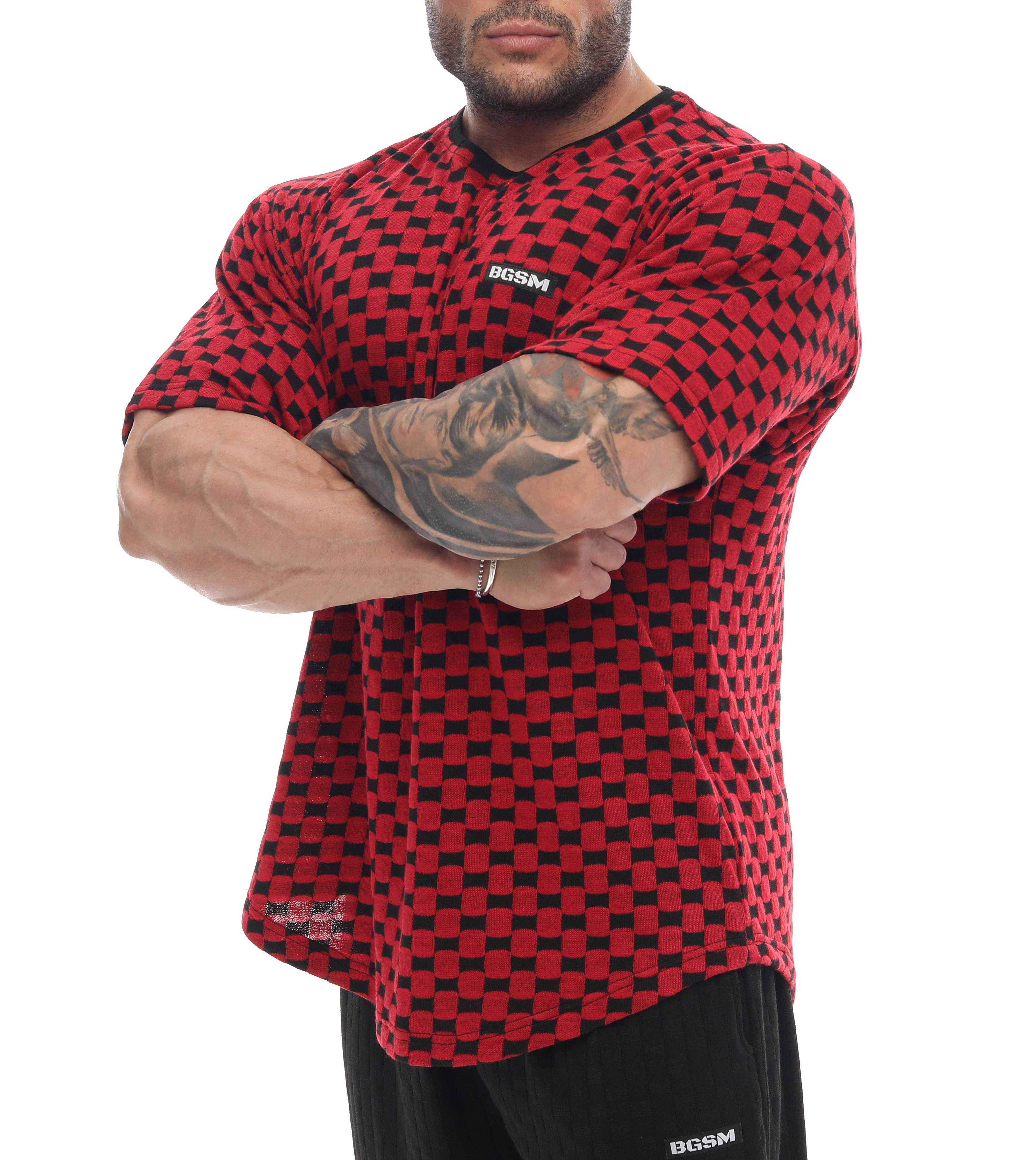 Erkek Oversize T-shirt Aktif Yaşam Üstü Damalı Gym Rag Top 3336