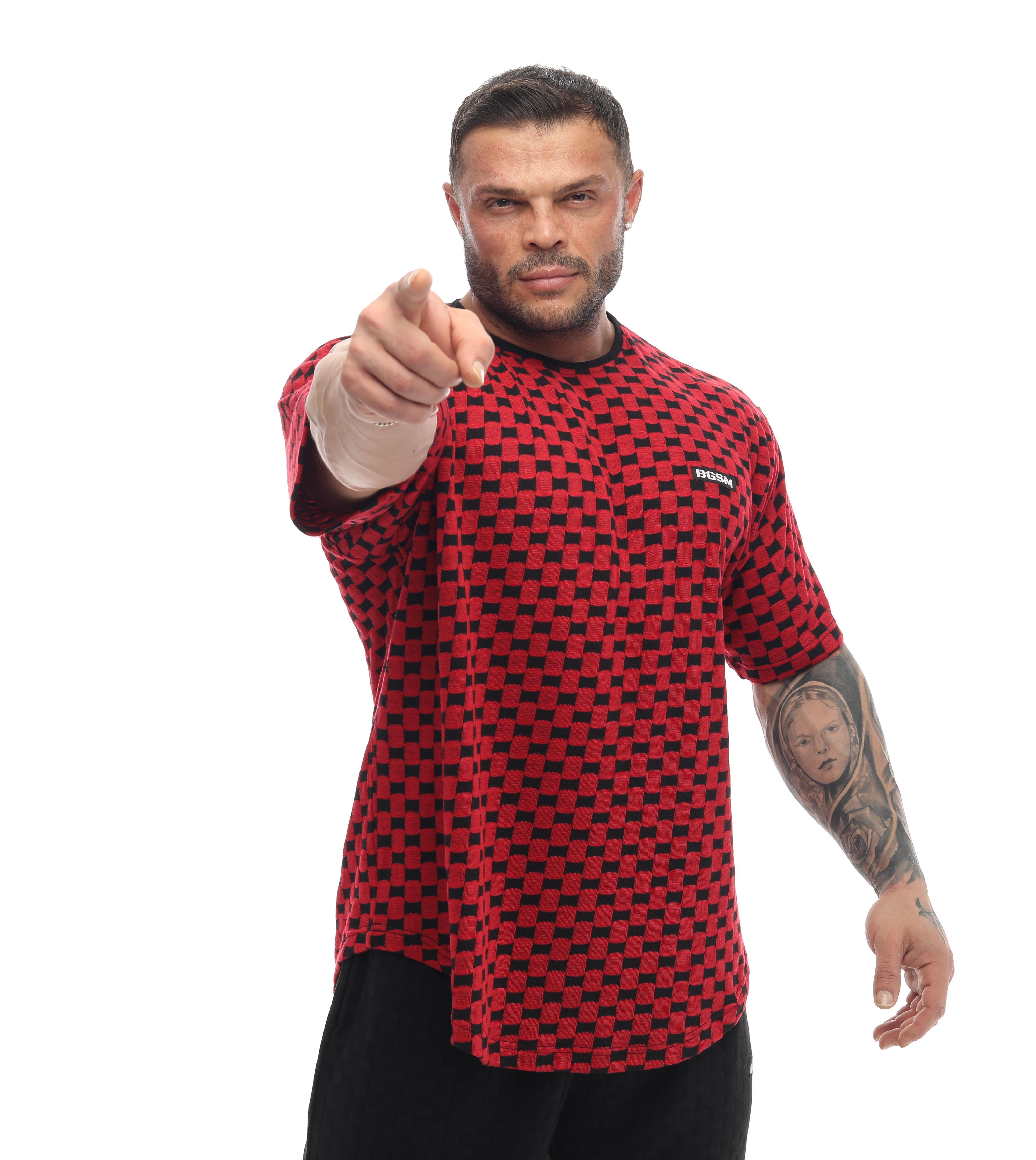 Erkek Oversize T-shirt Aktif Yaşam Üstü Damalı Gym Rag Top 3336