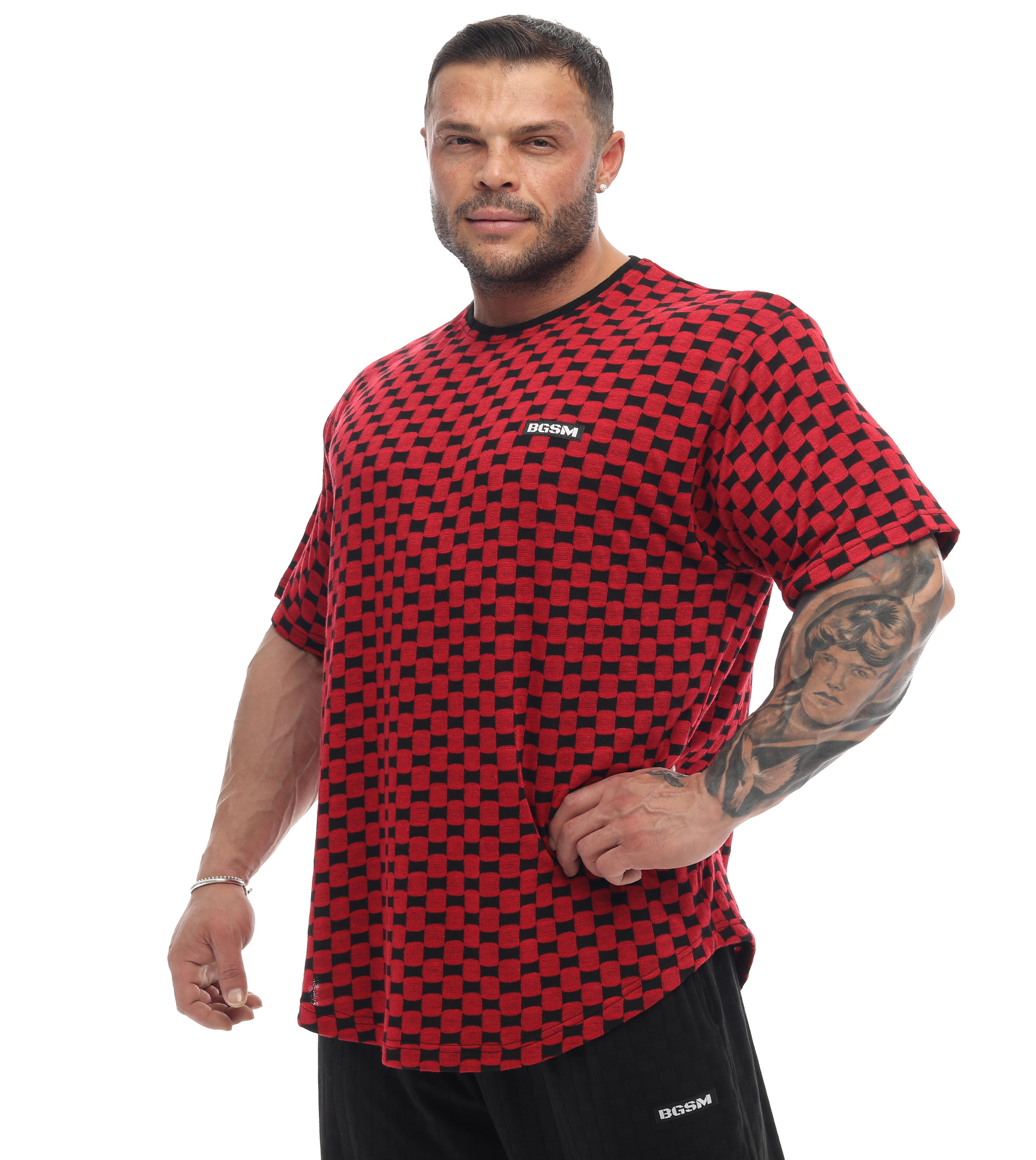 Erkek Oversize T-shirt Aktif Yaşam Üstü Damalı Gym Rag Top 3336