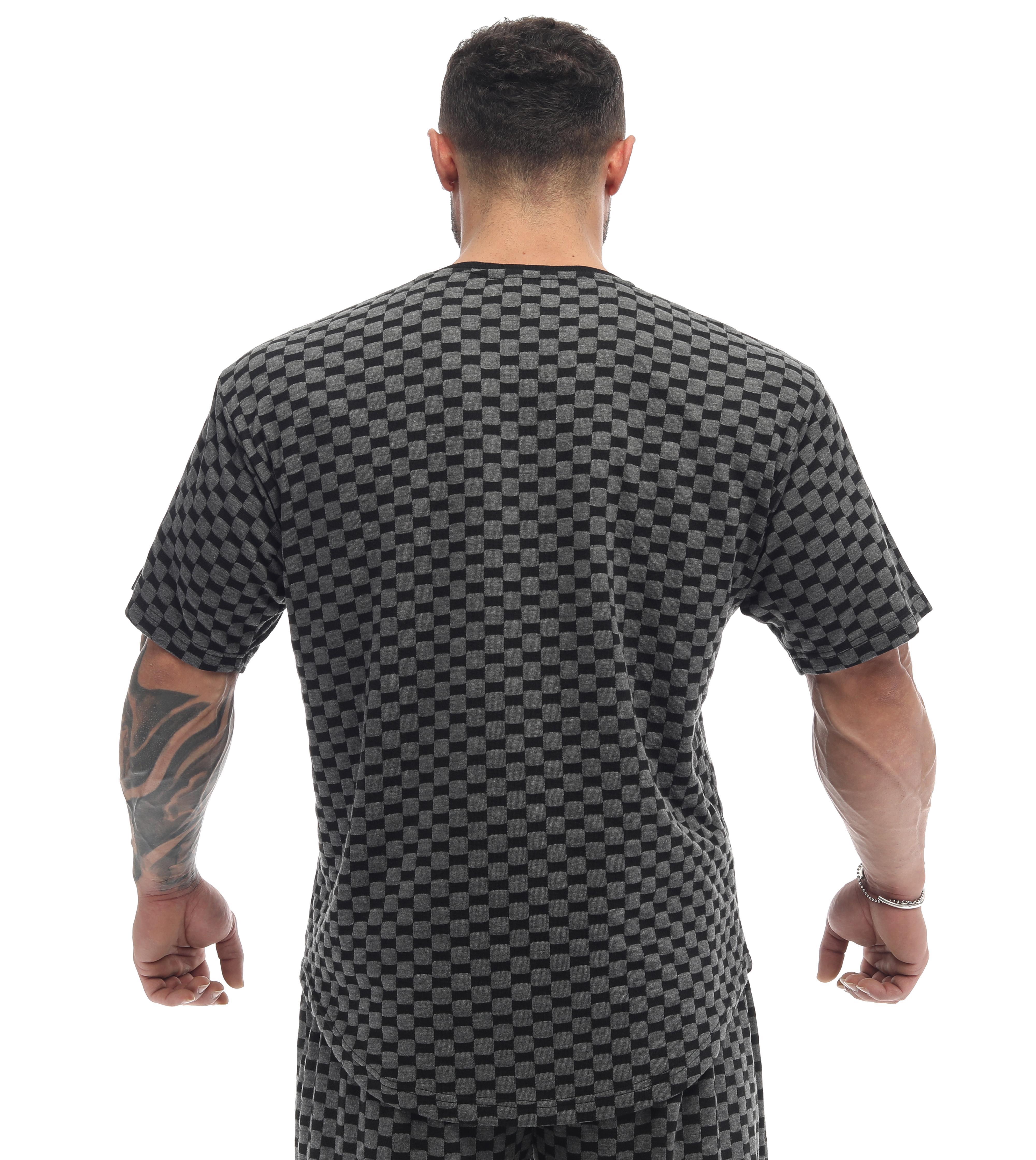 Erkek Oversize T-shirt Aktif Yaşam Üstü Damalı Gym Rag Top 3336