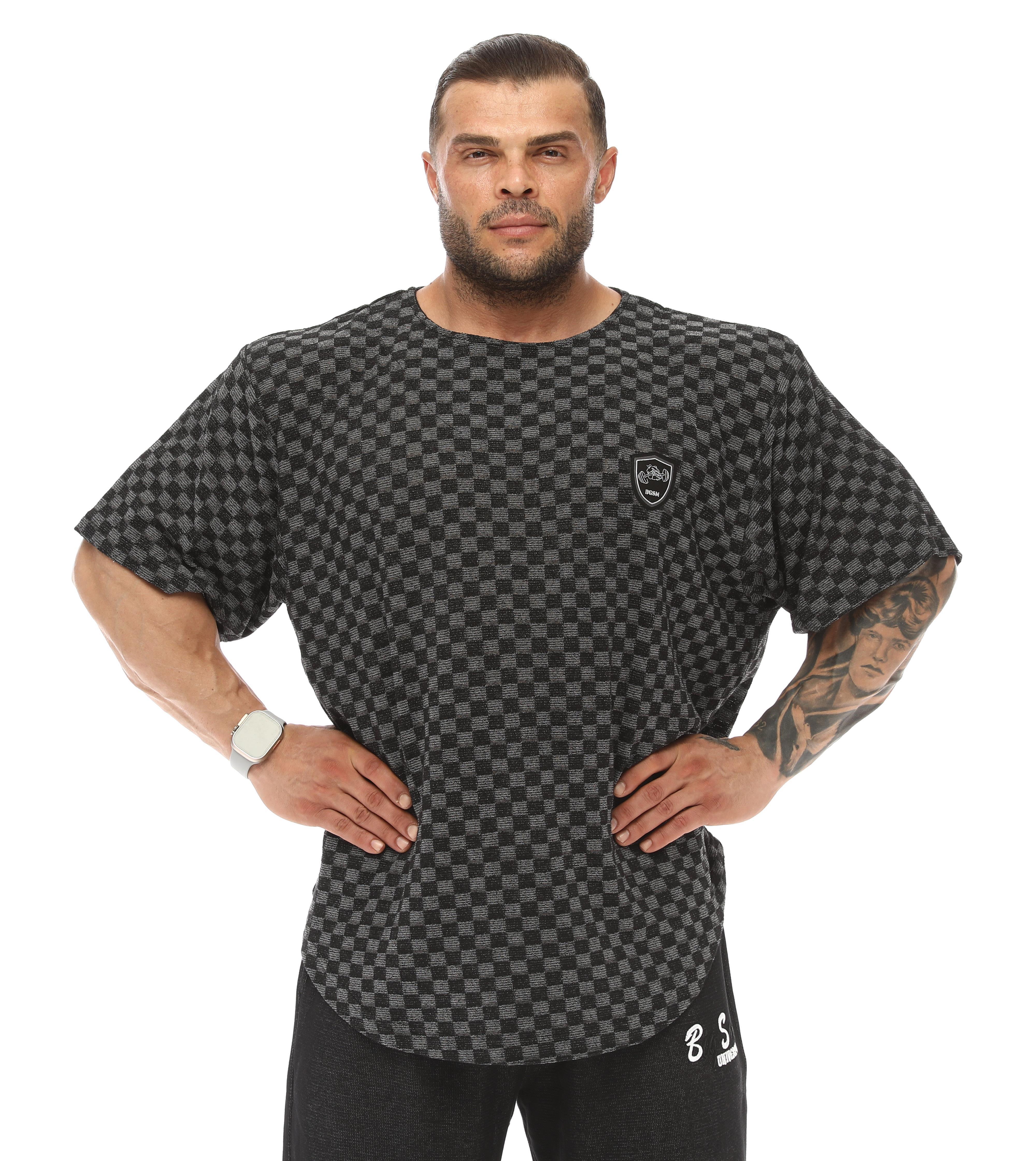 Erkek Oversize T-shirt Damalı Gym Rag Top 3337