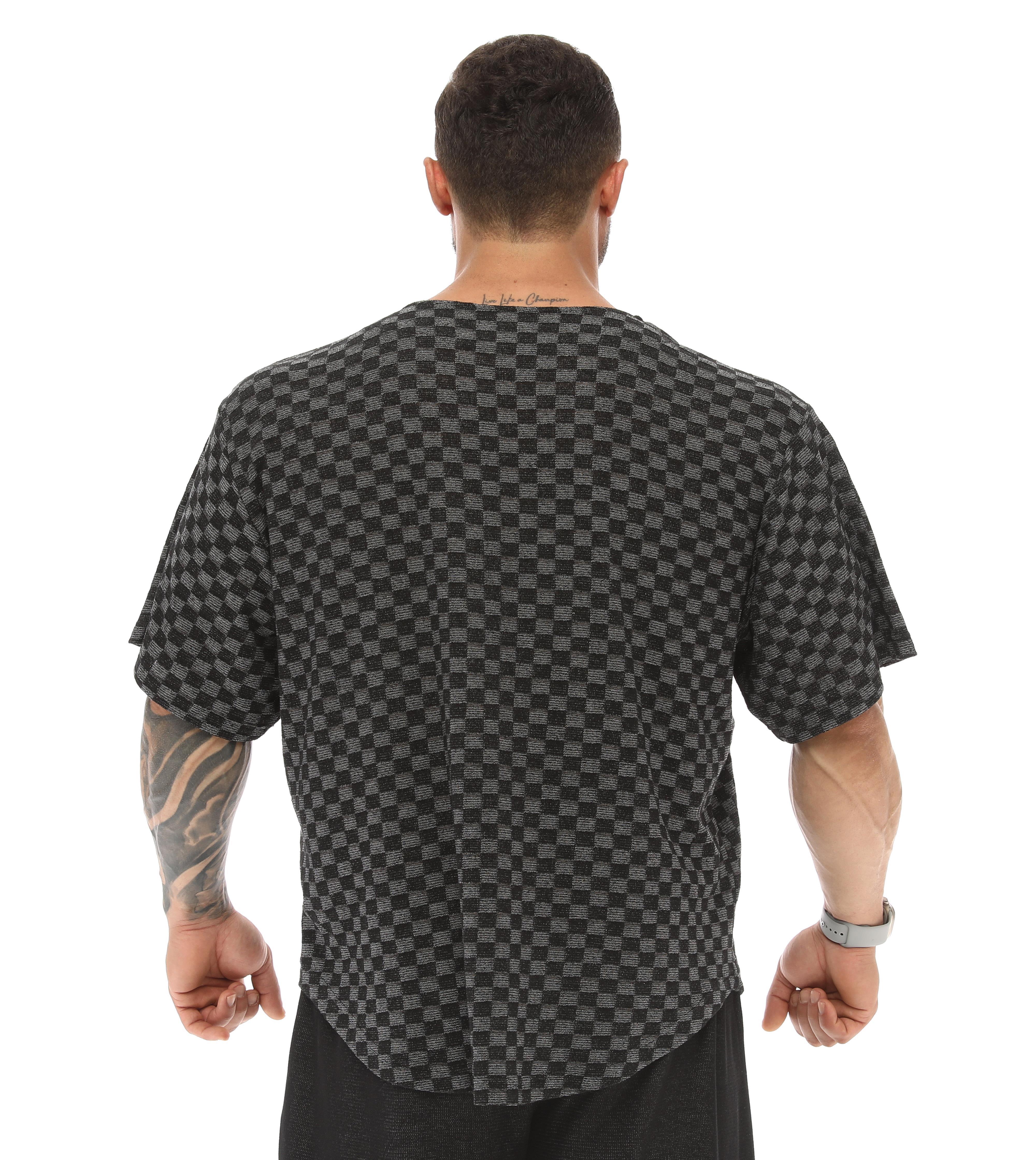 Erkek Oversize T-shirt Damalı Gym Rag Top 3337