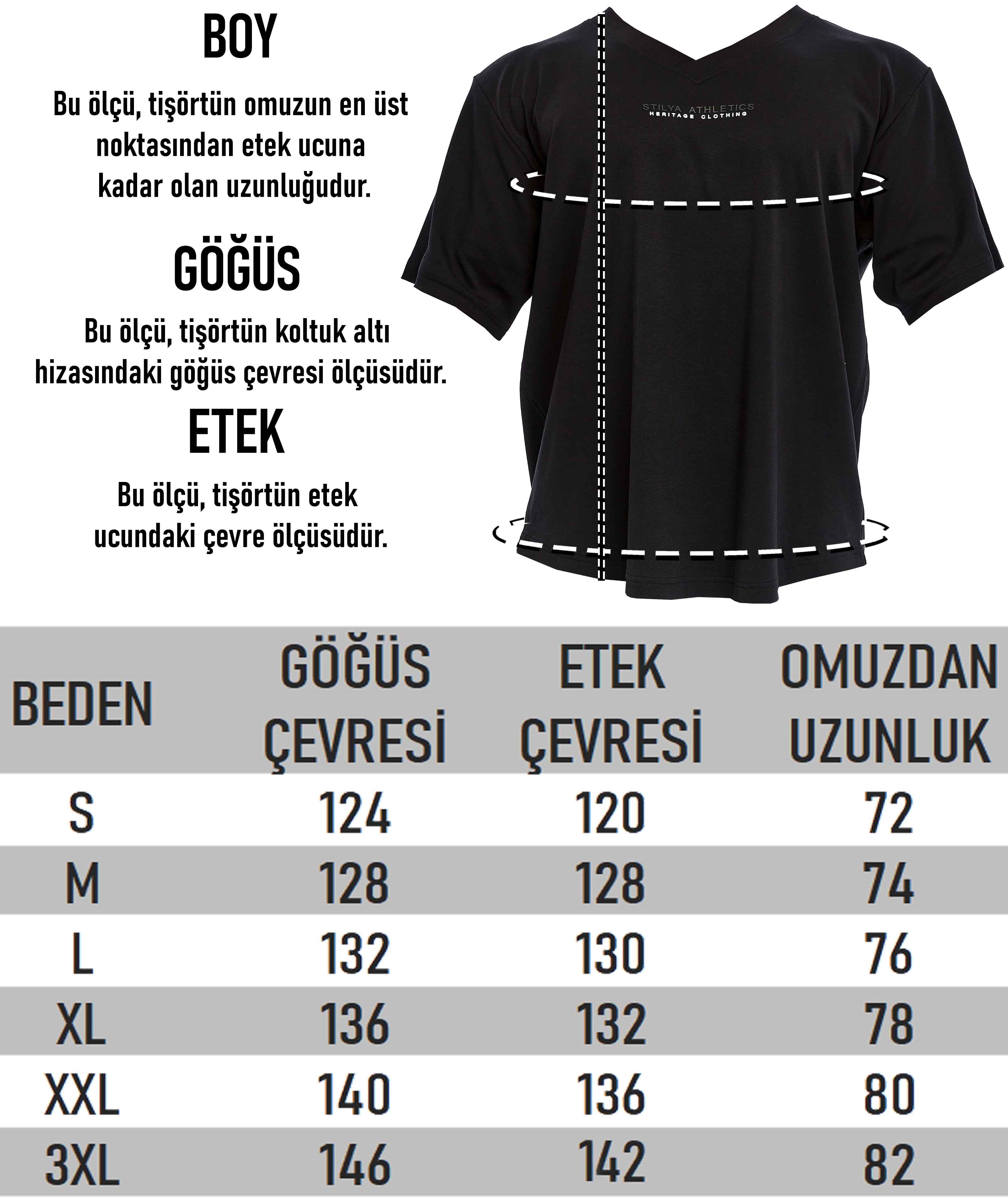 Erkek Oversize, V Yaka, %100 Pamuk Tişört Stilya 3385