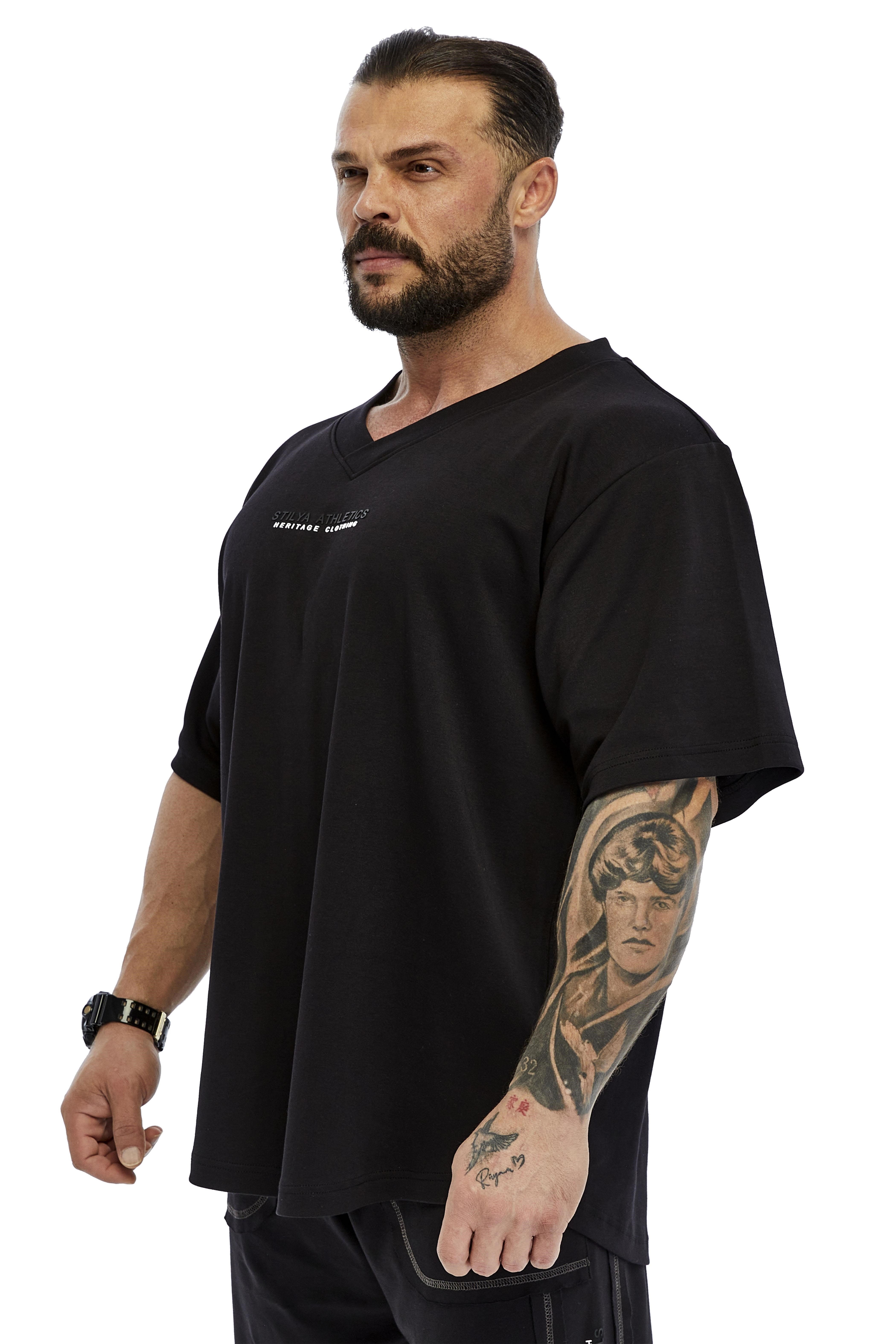 Erkek Oversize, V Yaka, %100 Pamuk Tişört Stilya 3385