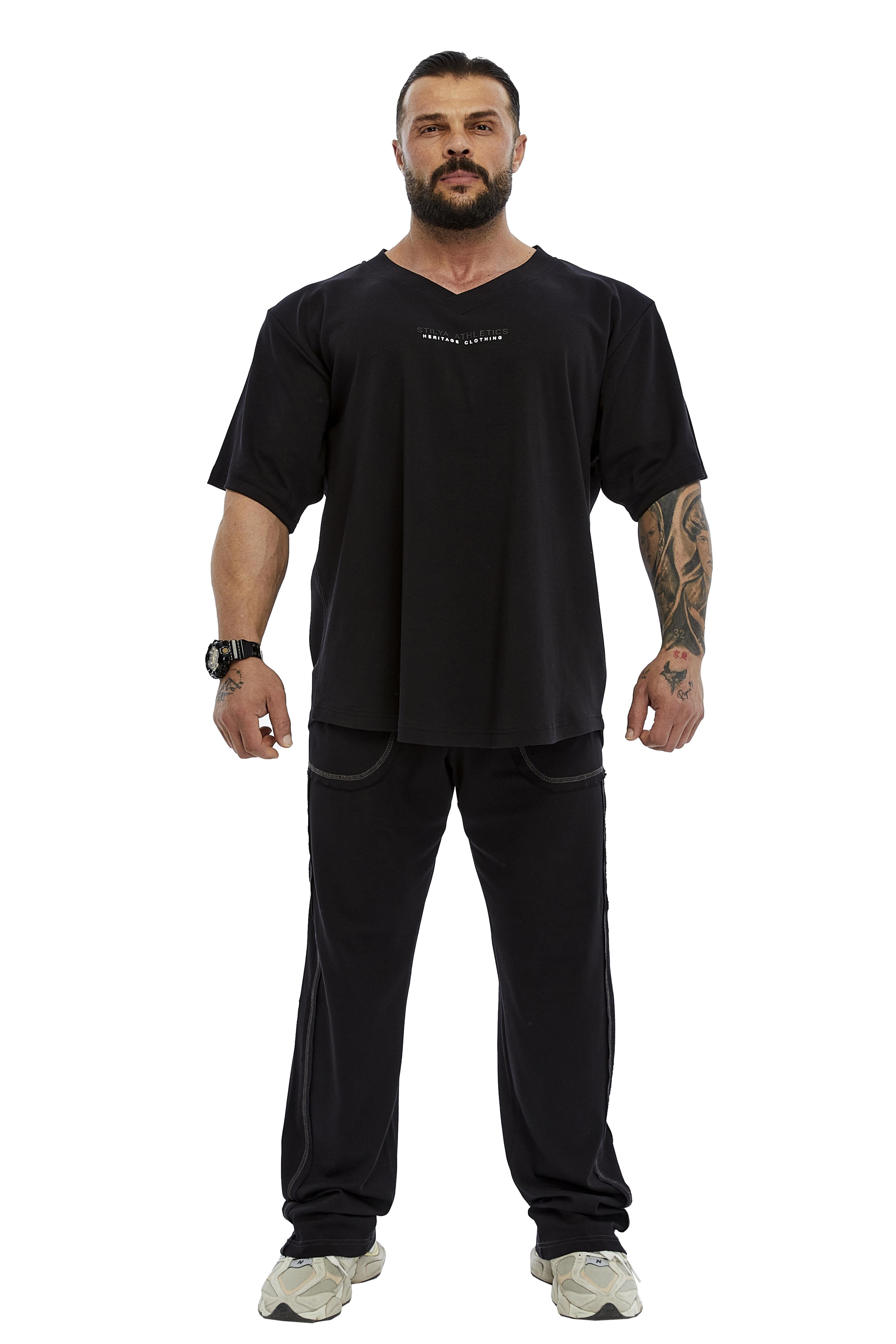 Erkek Oversize, V Yaka, %100 Pamuk Tişört Stilya 3385