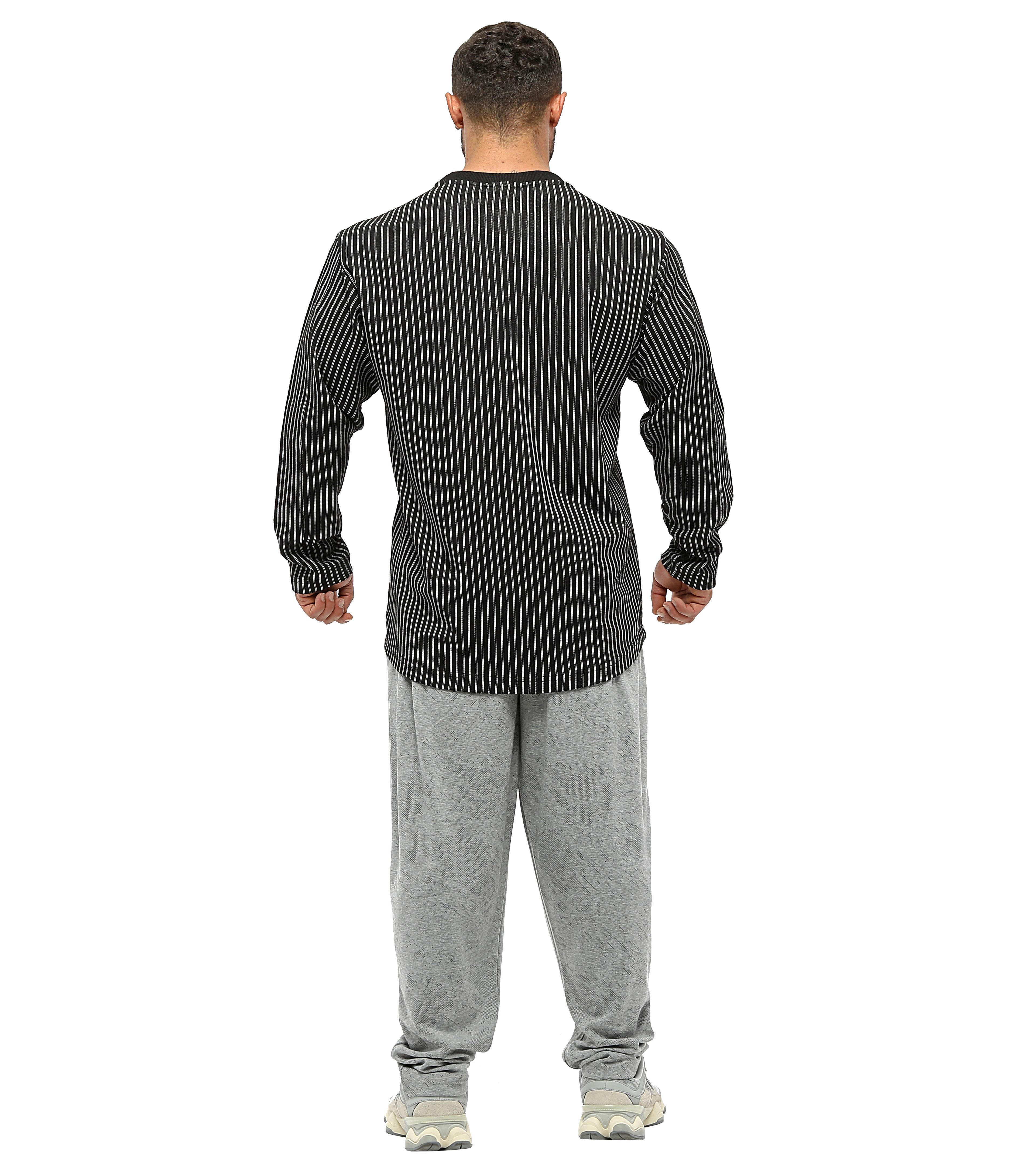 Erkek Rahat Fit Pamuklu Spor Sweatshirt Siyah Big Sam 4709