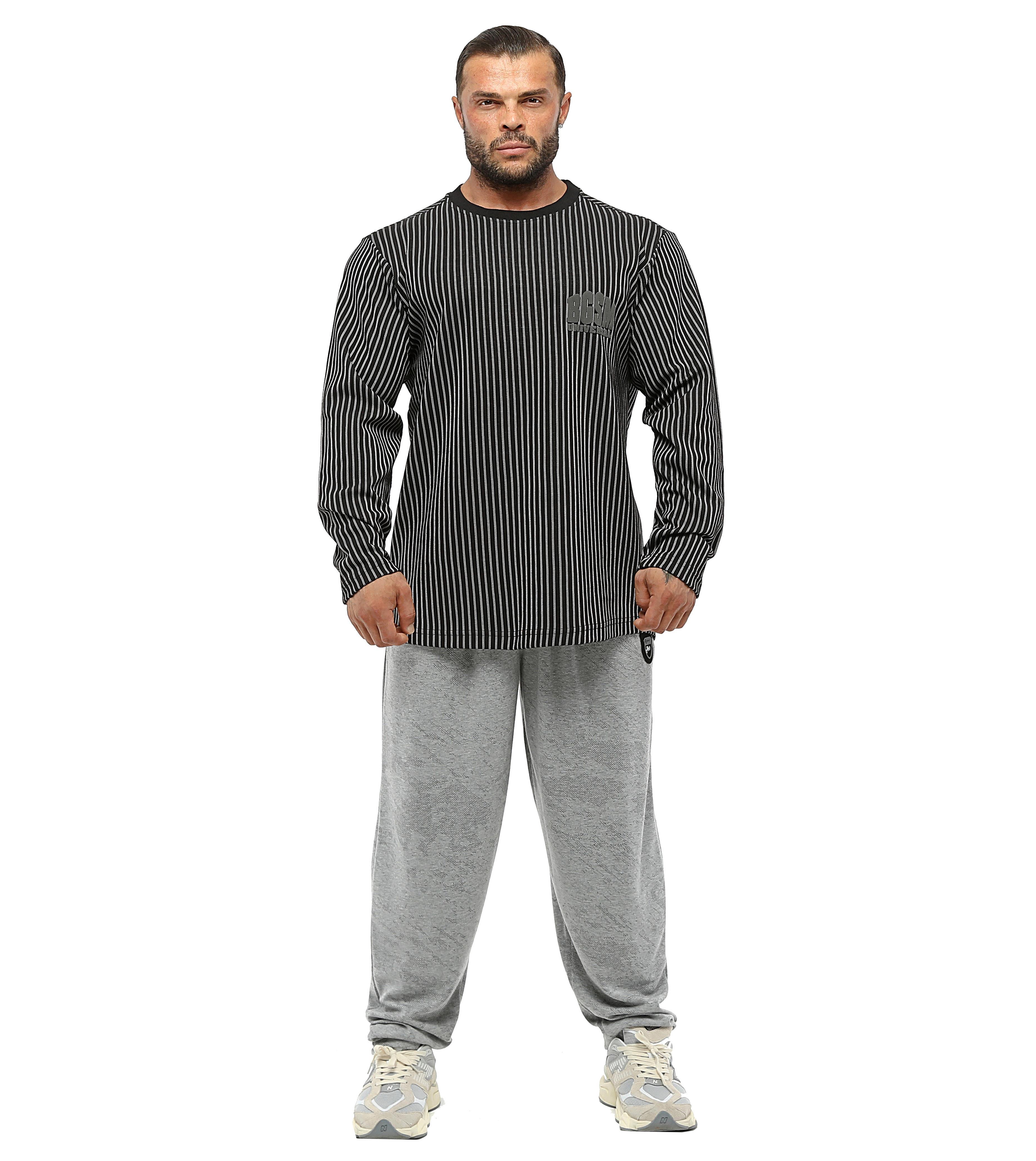 Erkek Rahat Fit Pamuklu Spor Sweatshirt Siyah Big Sam 4709